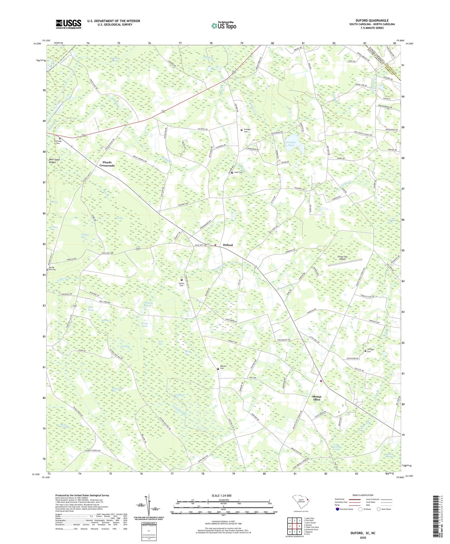 Duford South Carolina US Topo Map Image
