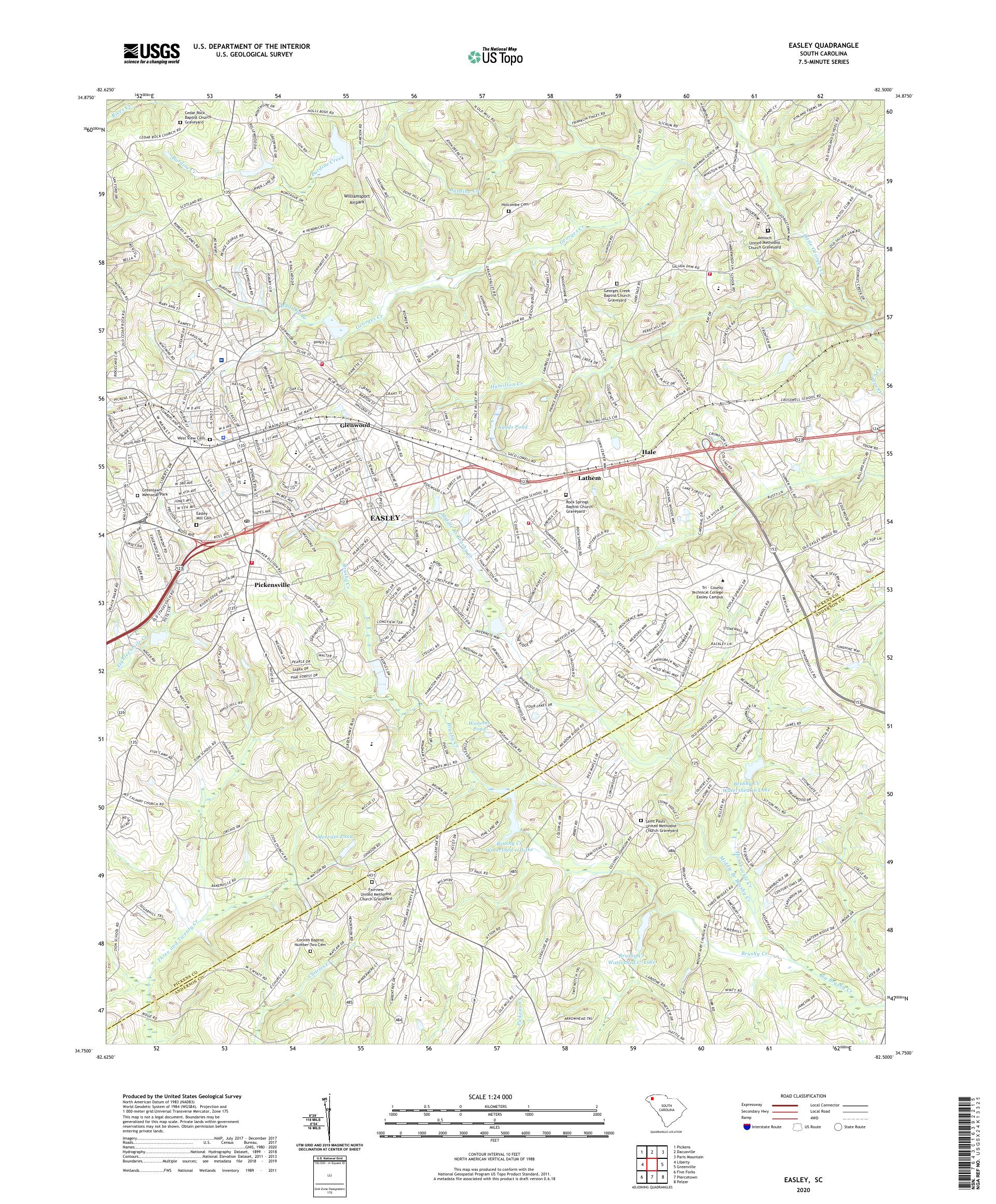 Easley South Carolina US Topo Map – MyTopo Map Store