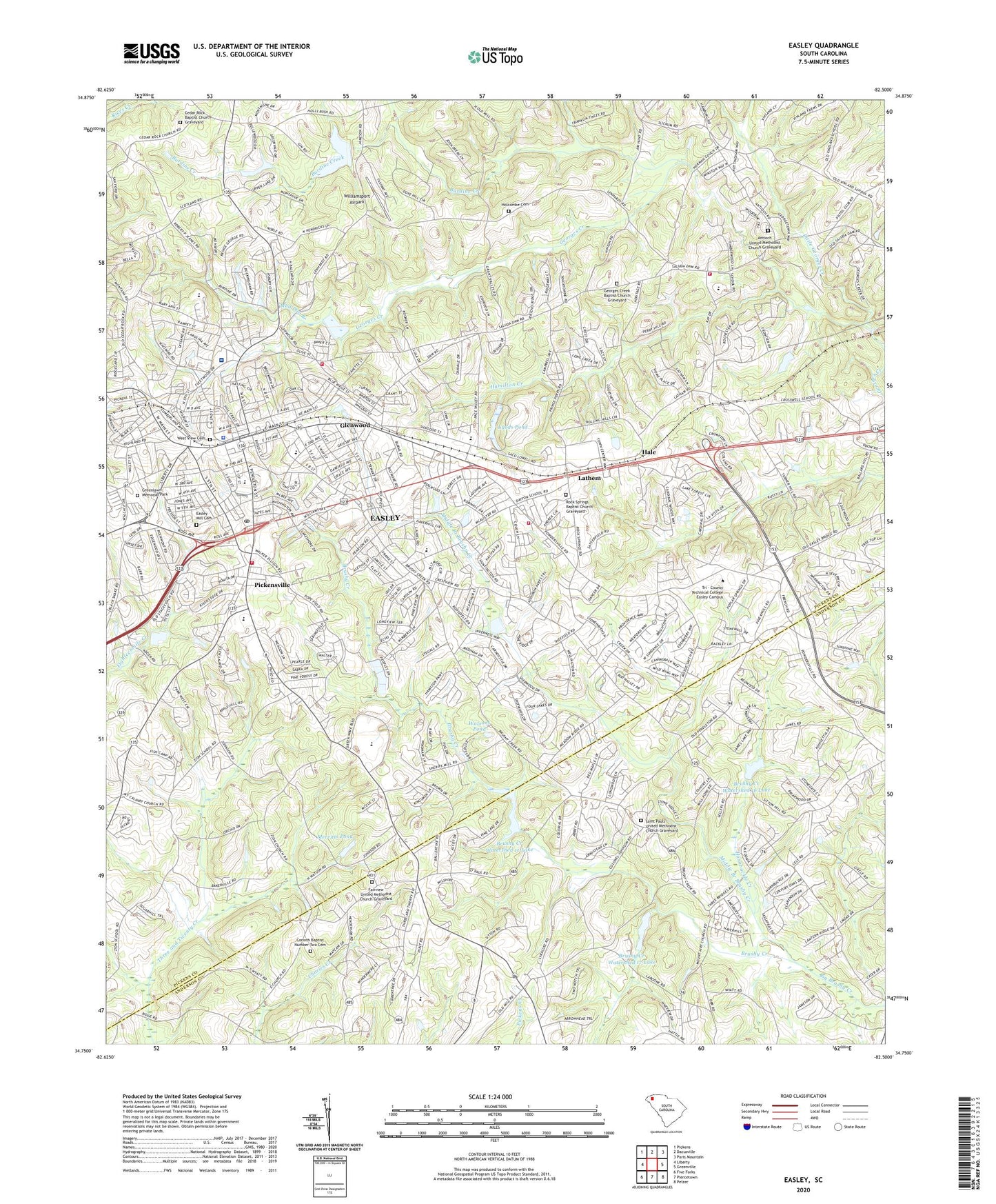 Easley South Carolina US Topo Map Image