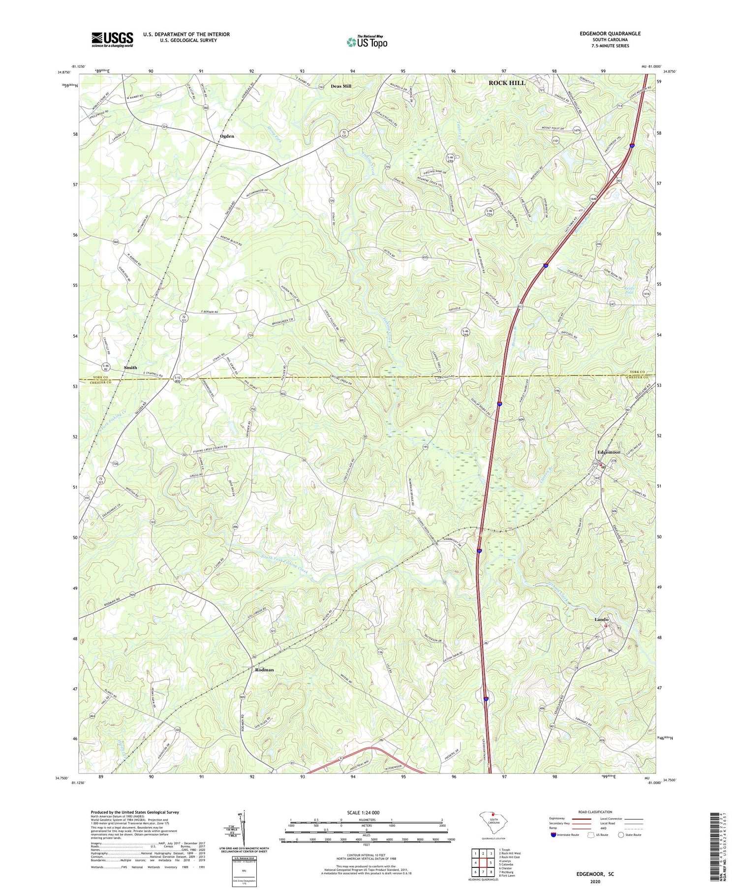Edgemoor South Carolina US Topo Map Image