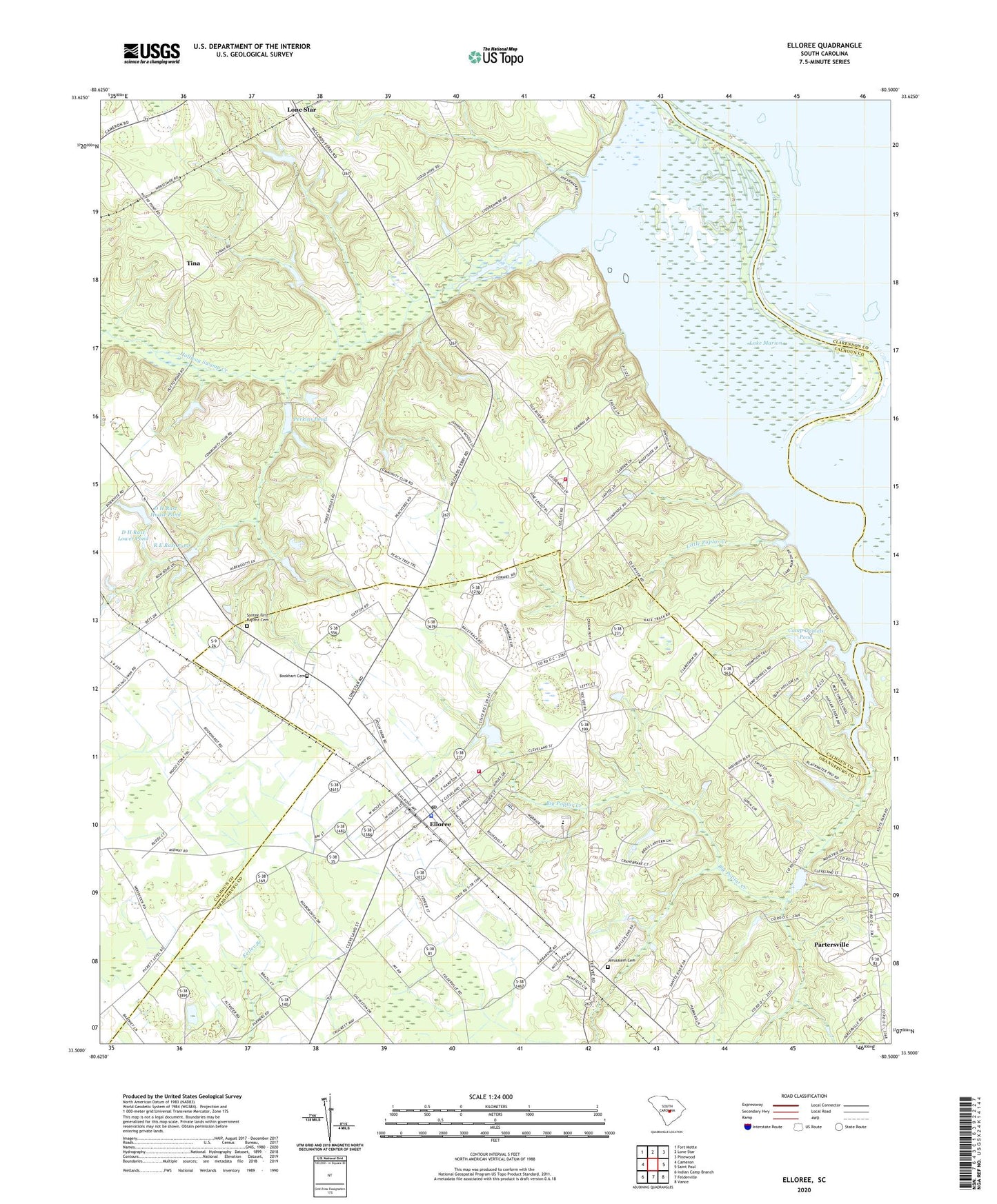 Elloree South Carolina US Topo Map Image