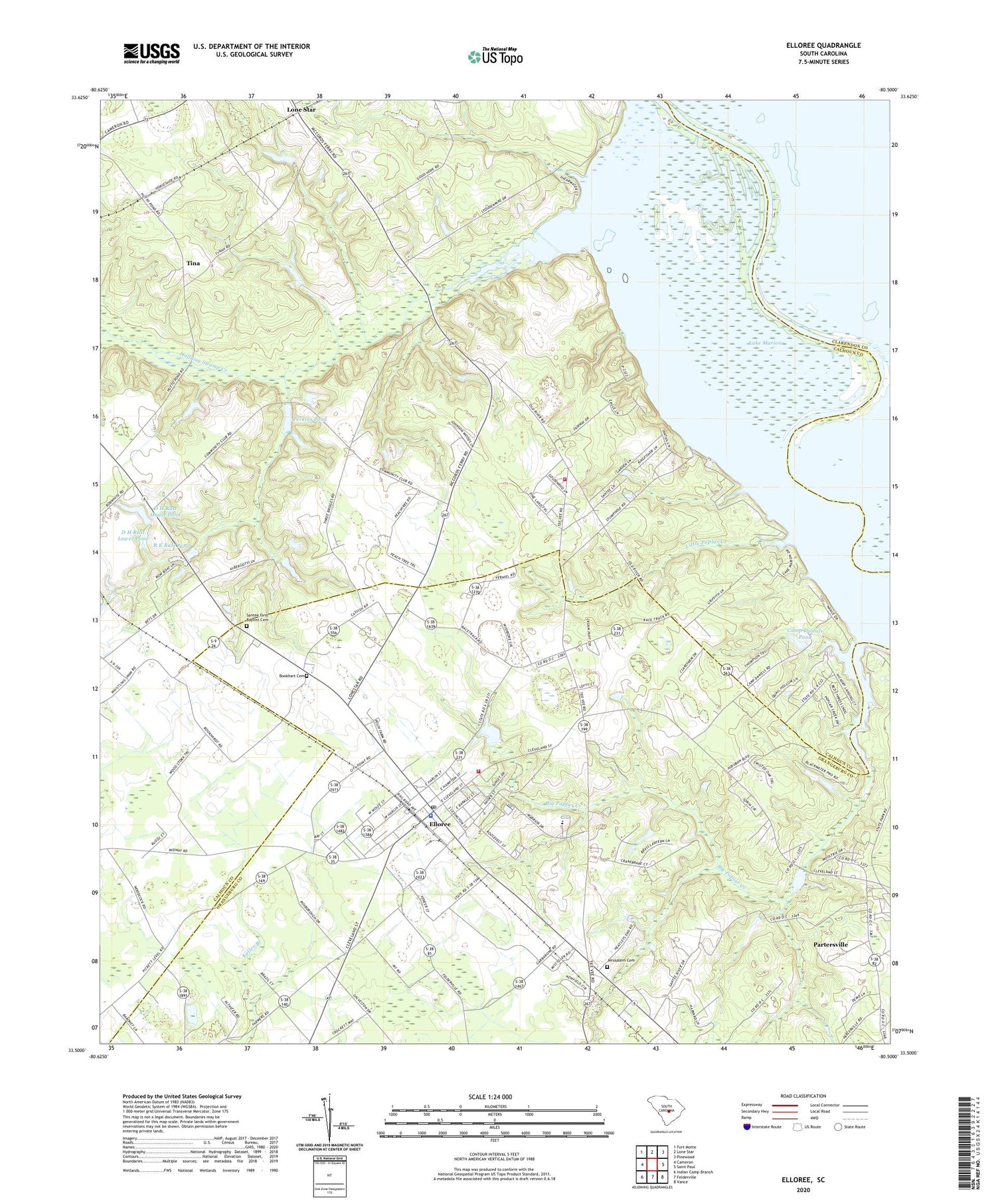 Elloree South Carolina US Topo Map Image