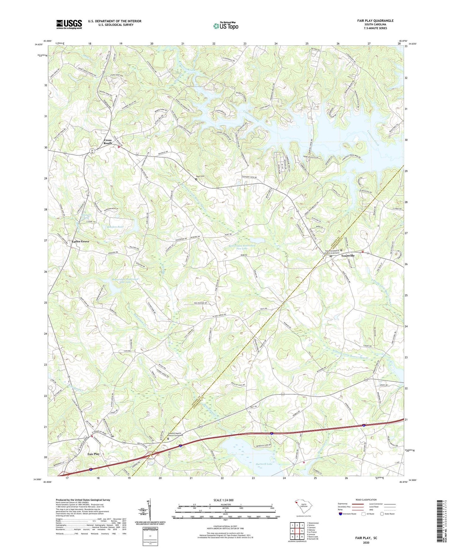 Fair Play South Carolina US Topo Map Image
