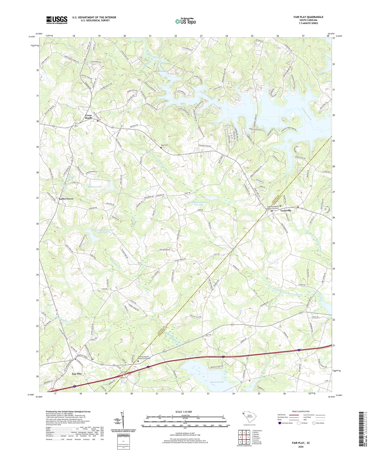 Fair Play South Carolina US Topo Map Image