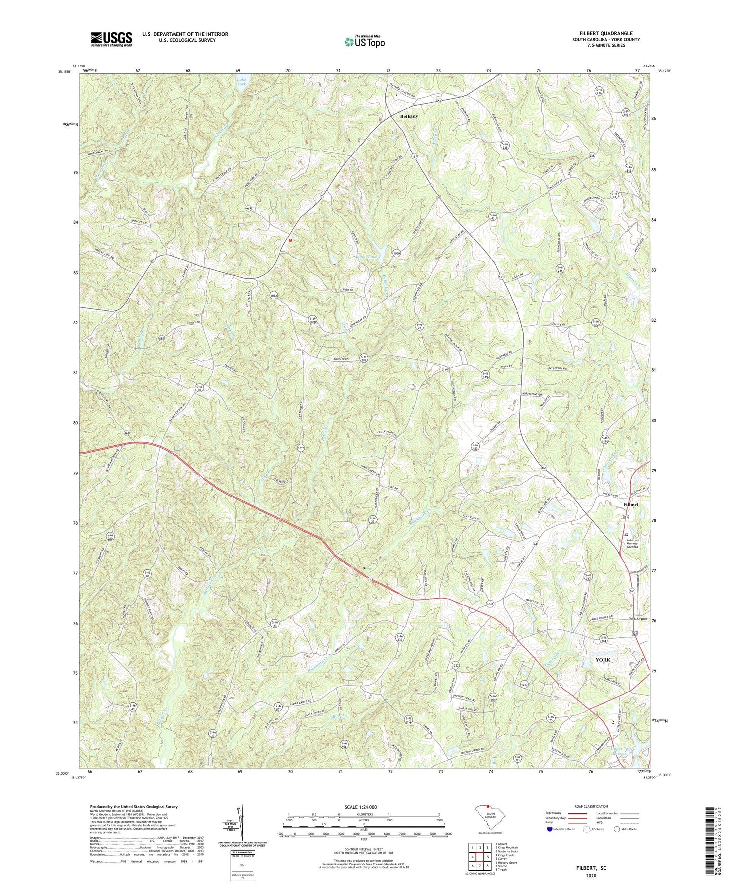 Filbert South Carolina US Topo Map Image