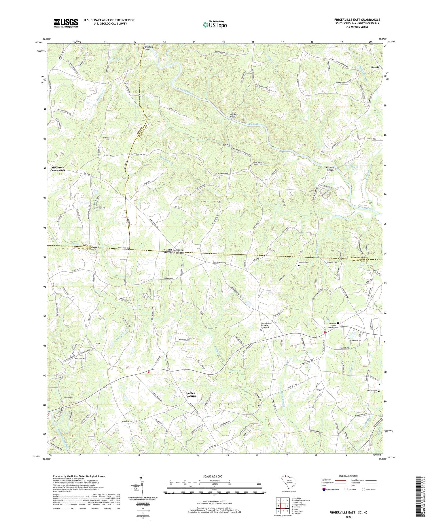 Fingerville East South Carolina US Topo Map Image