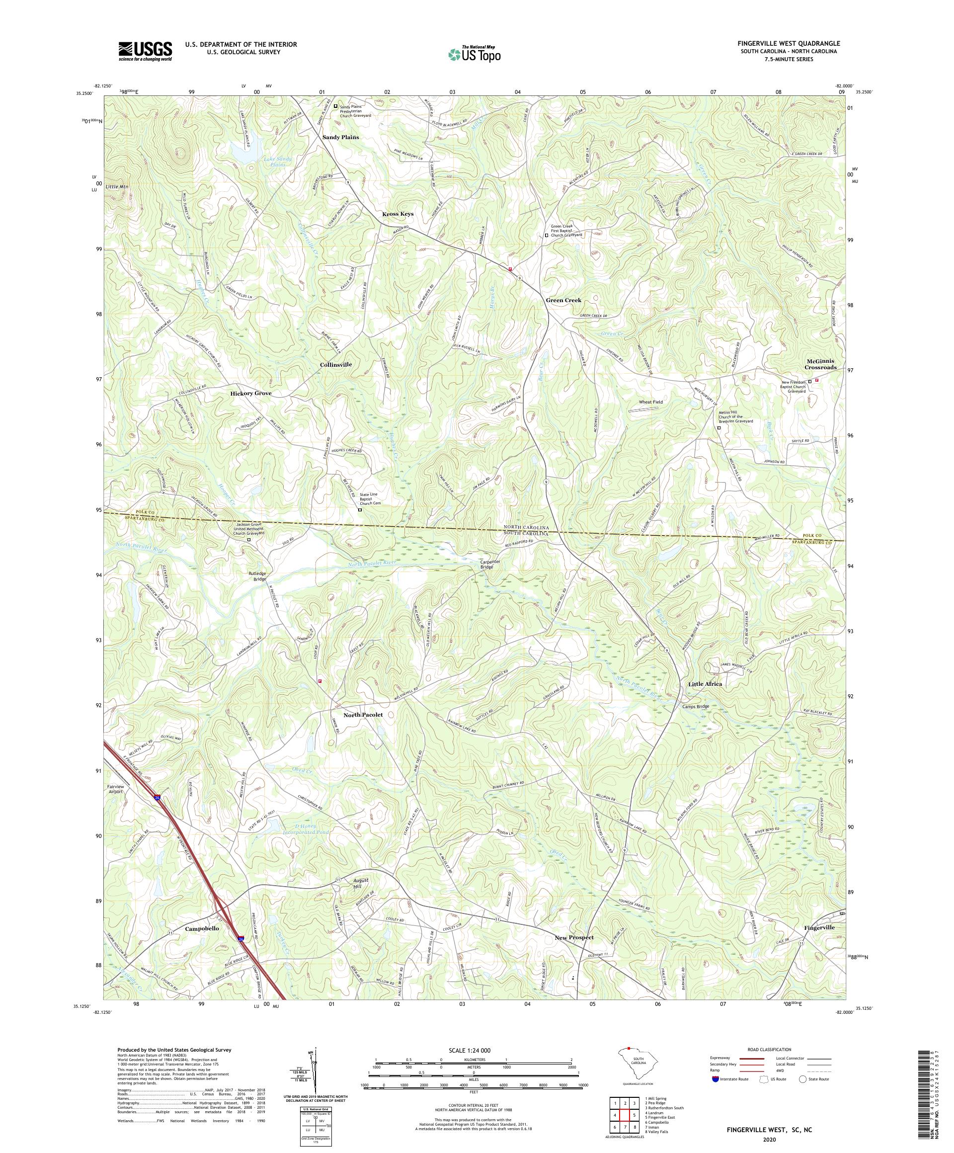 Fingerville West South Carolina US Topo Map – MyTopo Map Store