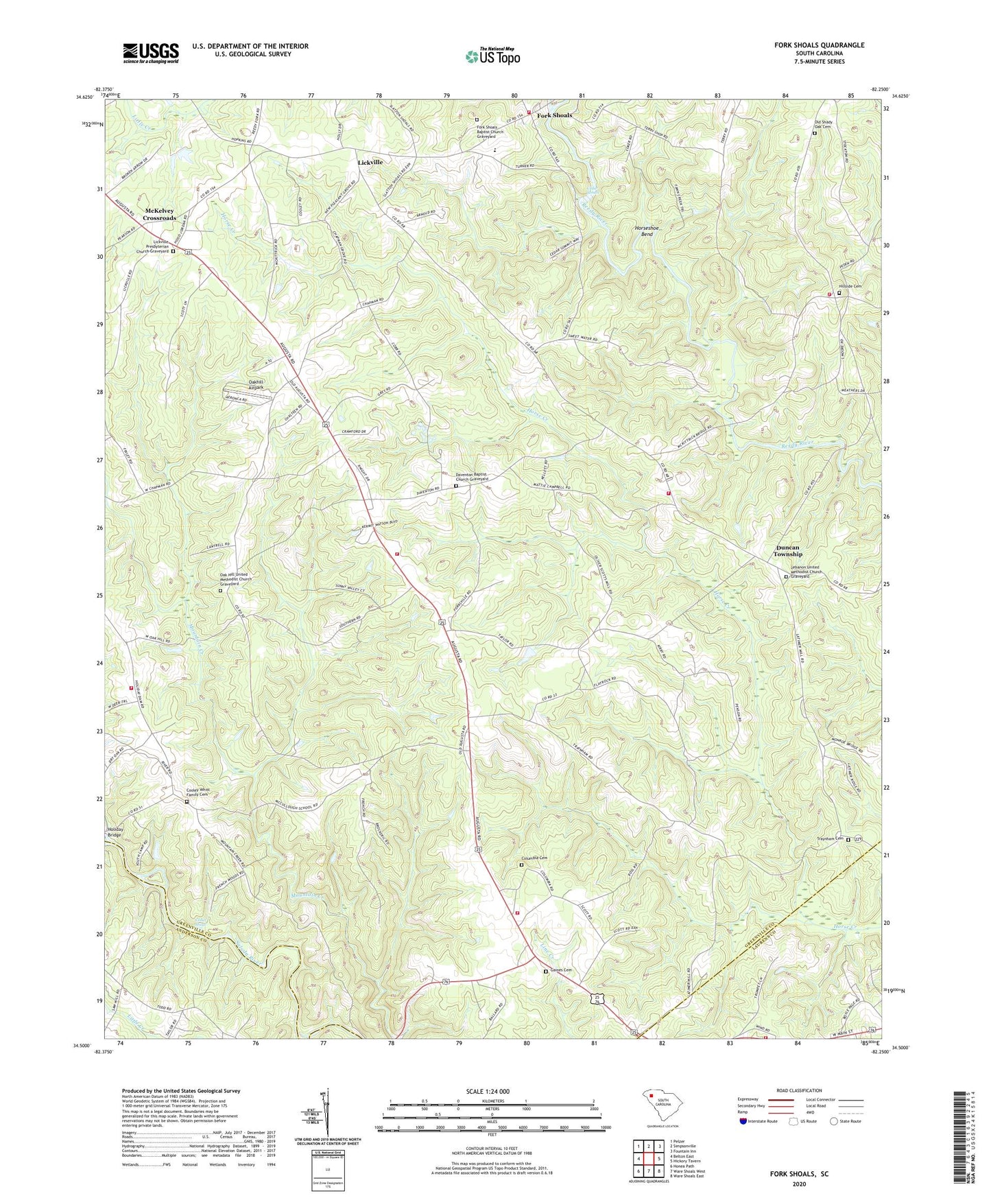 Fork Shoals South Carolina US Topo Map Image