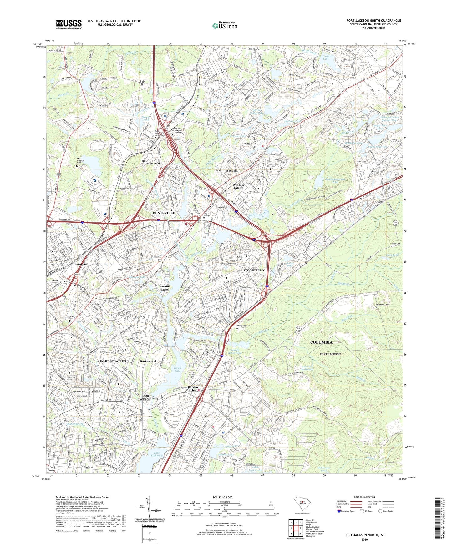 Fort Jackson North South Carolina US Topo Map Image