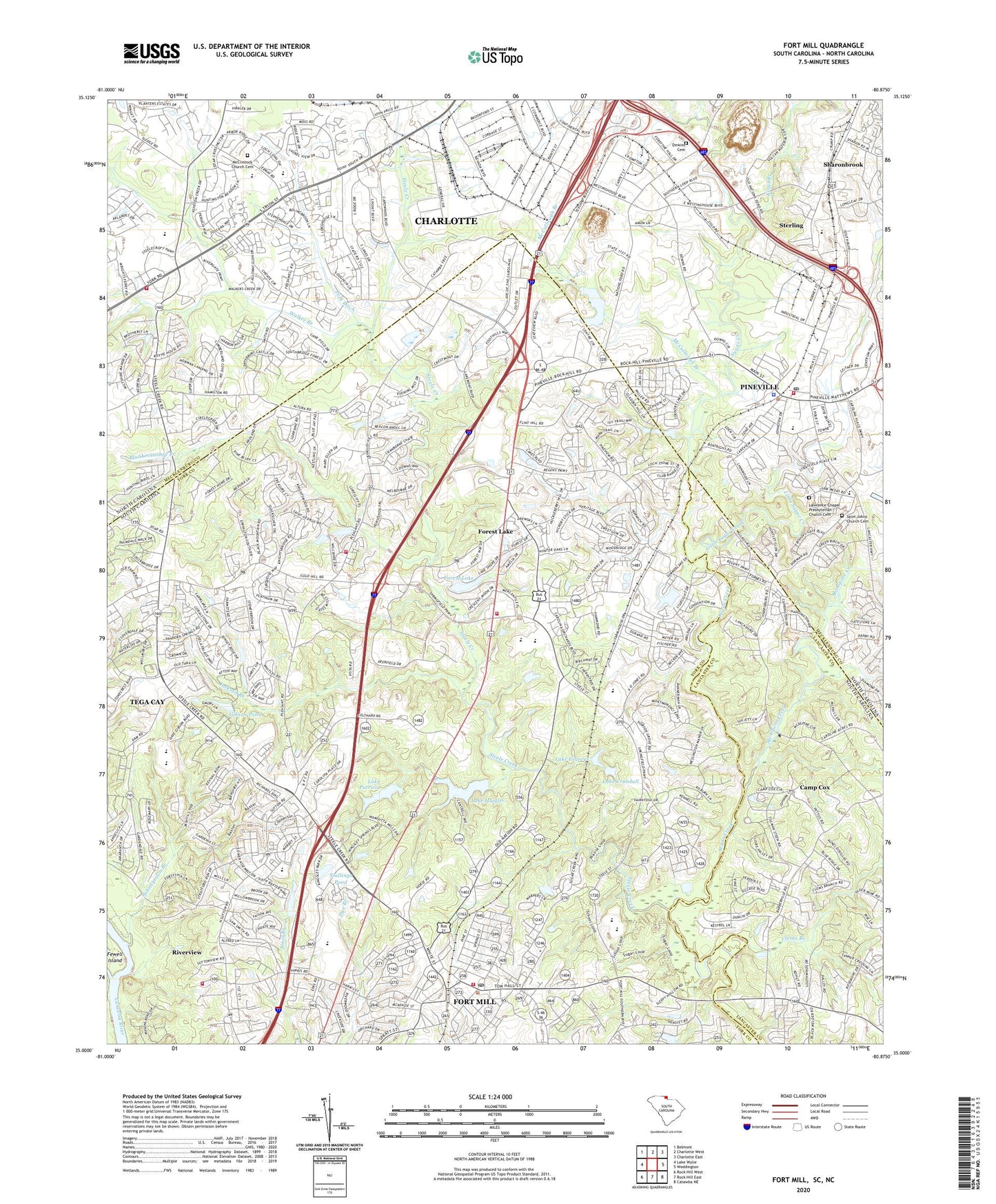 Fort Mill South Carolina US Topo Map Image
