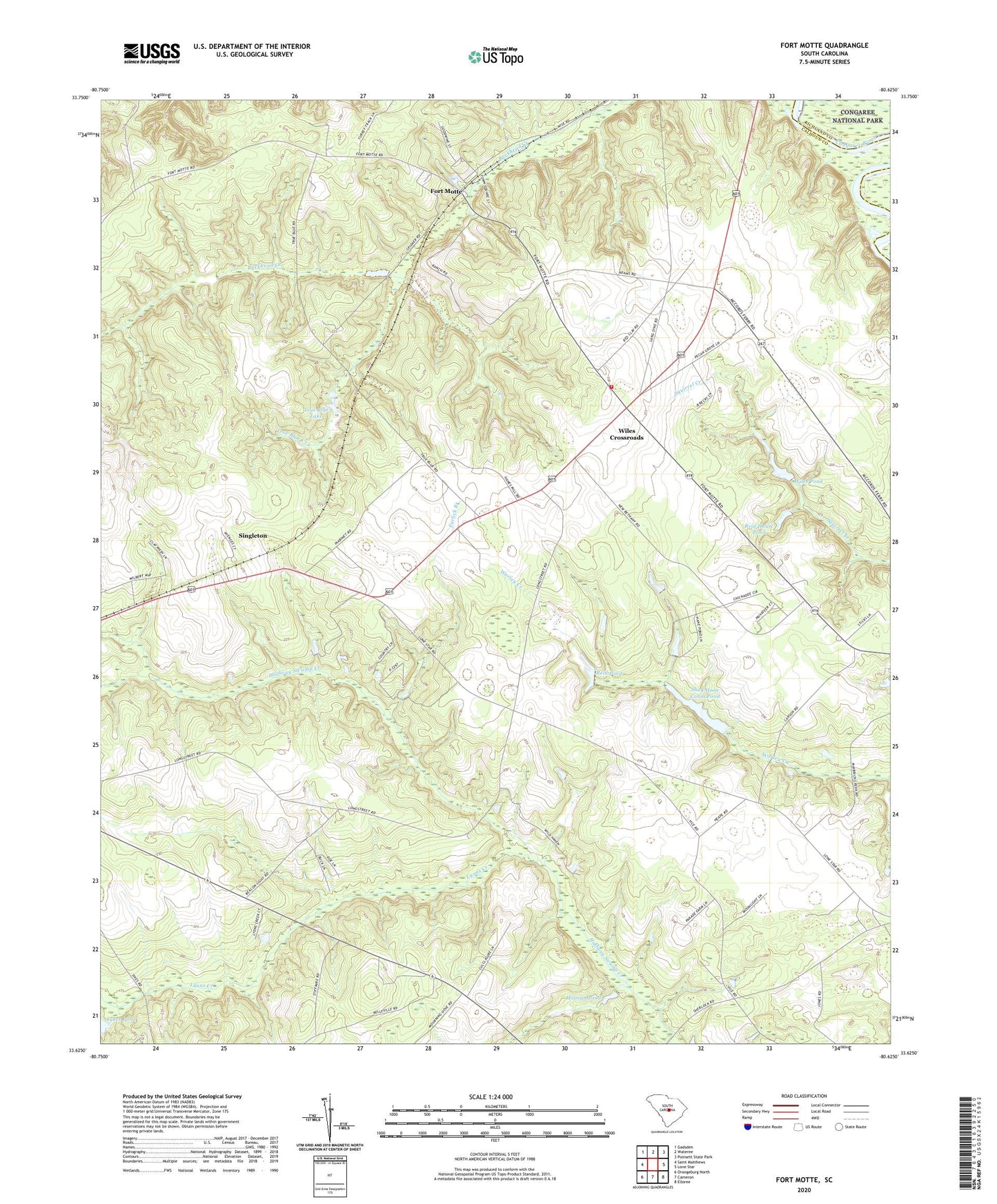 Fort Motte South Carolina US Topo Map Image