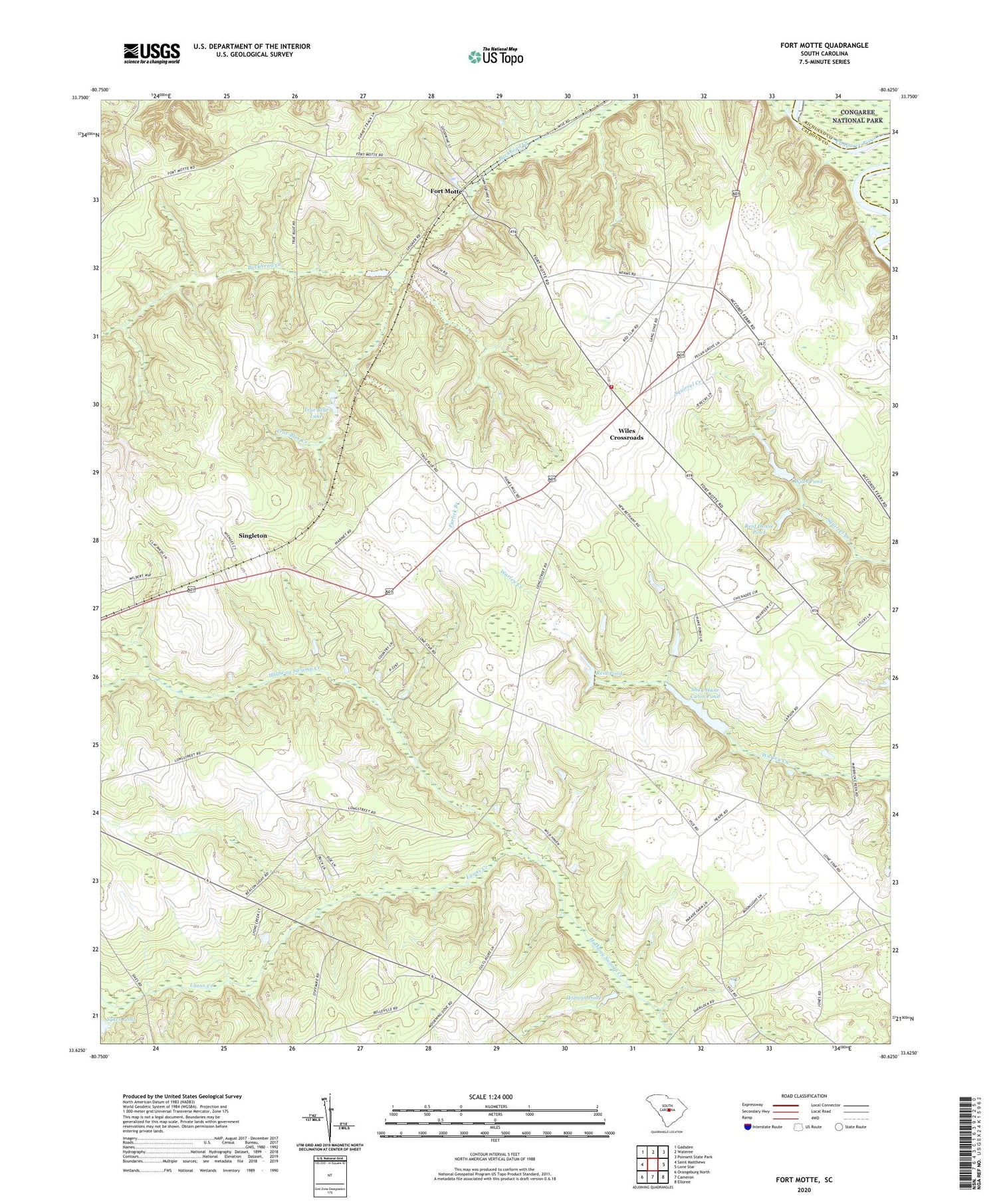 Fort Motte South Carolina US Topo Map Image