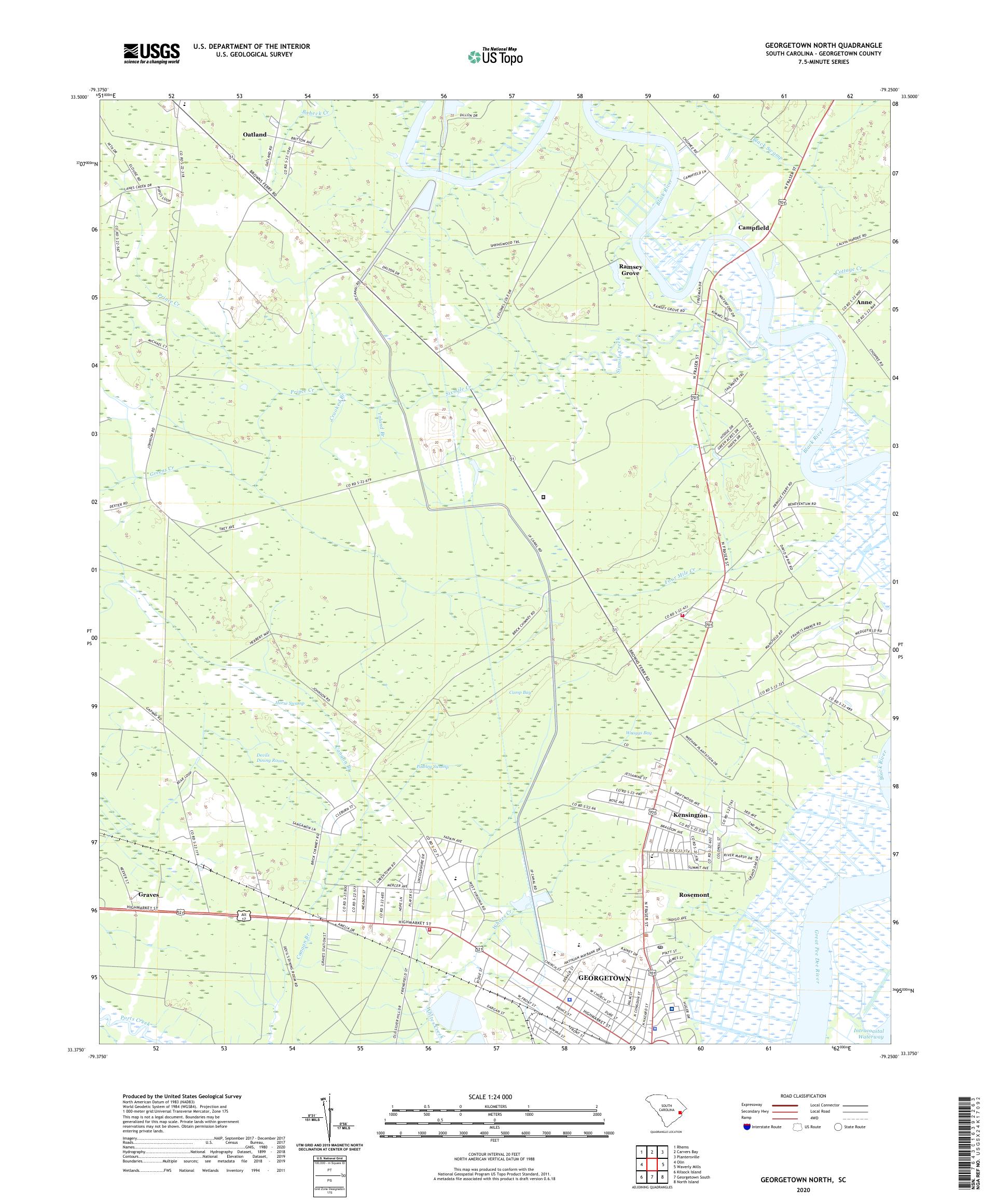 Georgetown North South Carolina US Topo Map – MyTopo Map Store