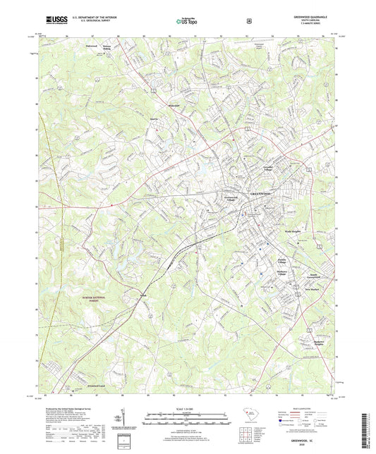 Greenwood South Carolina US Topo Map Image
