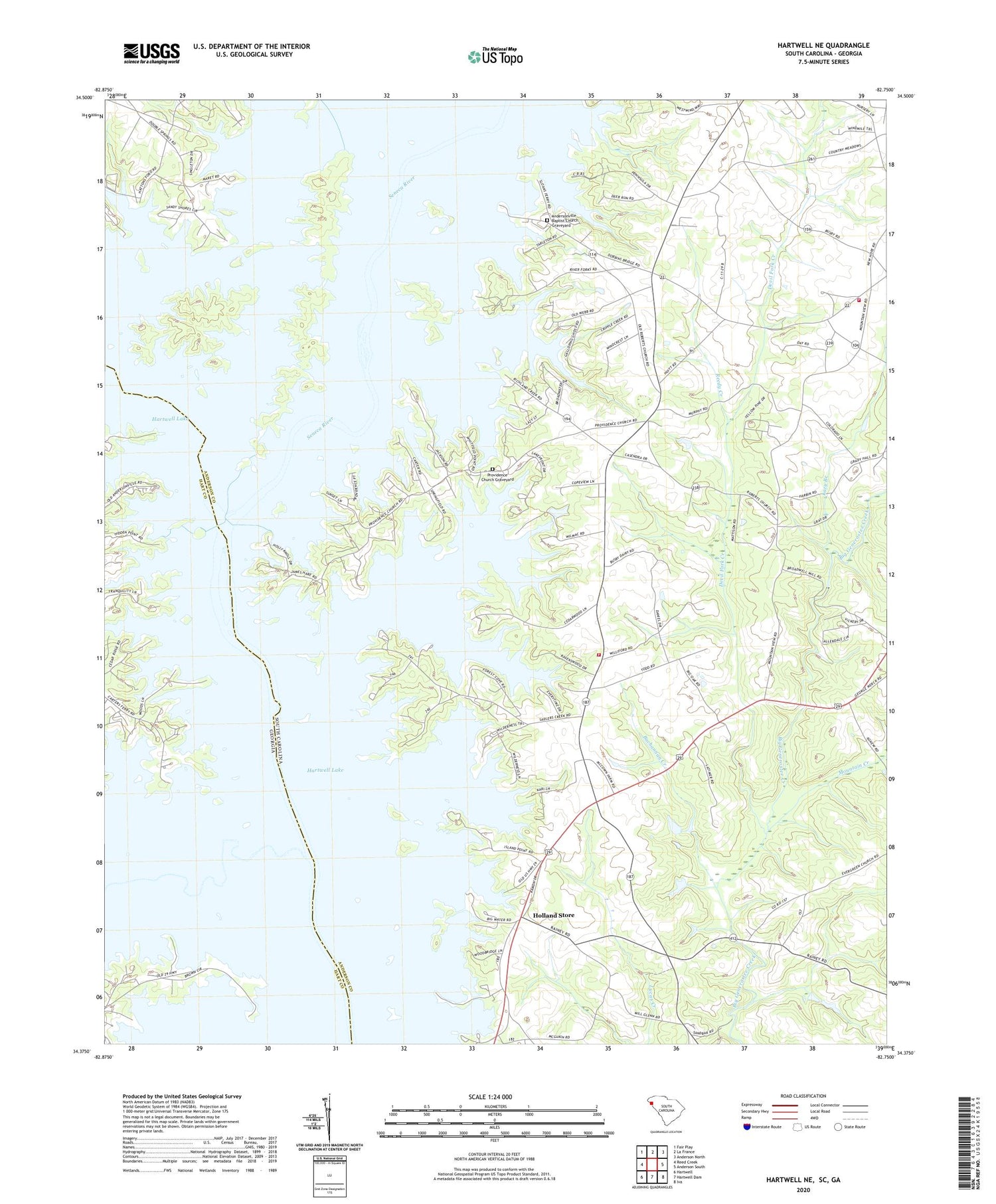 Hartwell NE South Carolina US Topo Map Image