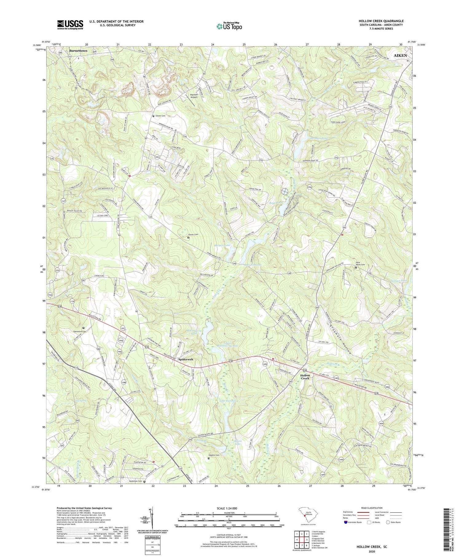 Hollow Creek South Carolina US Topo Map Image