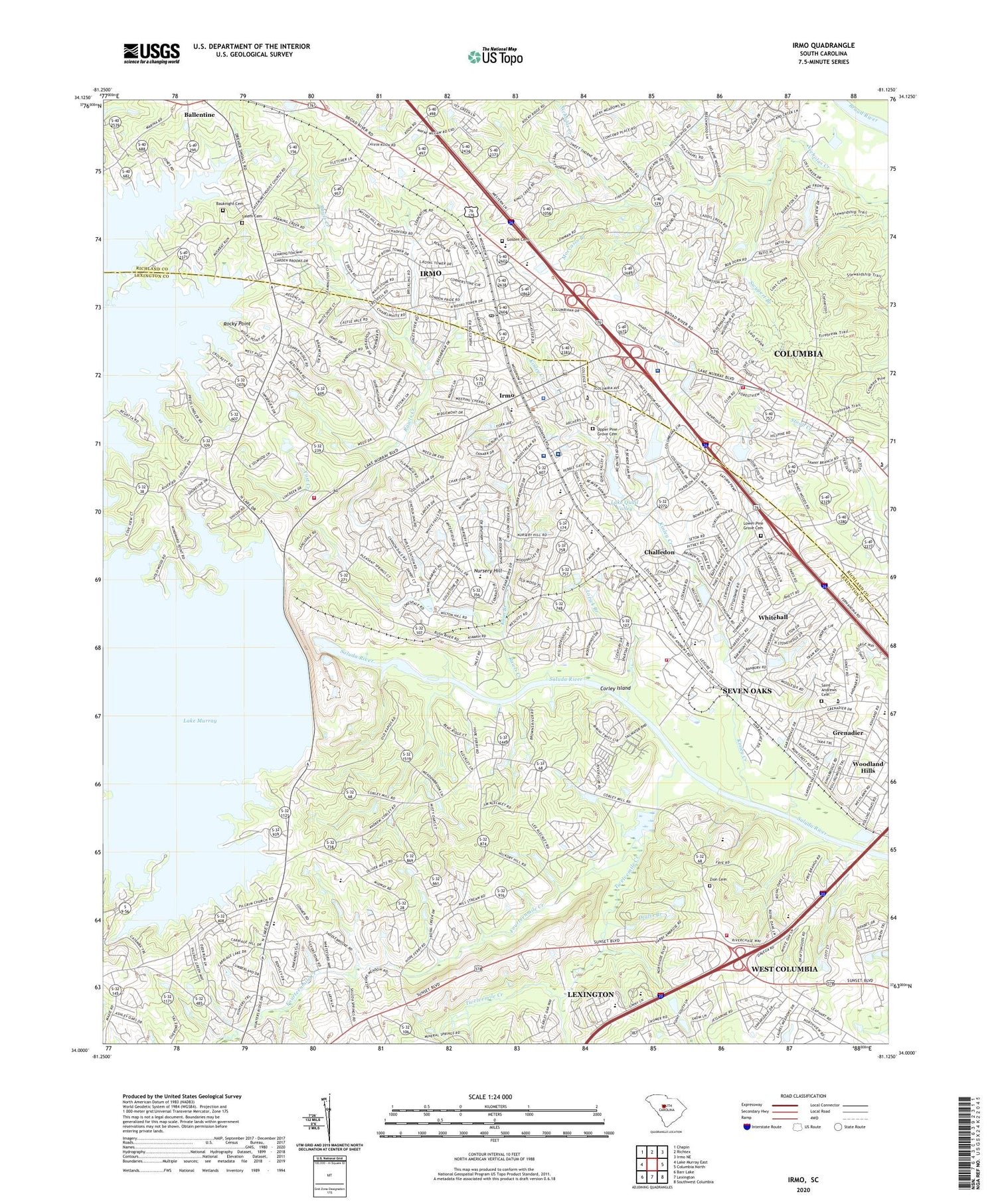 Irmo South Carolina US Topo Map Image
