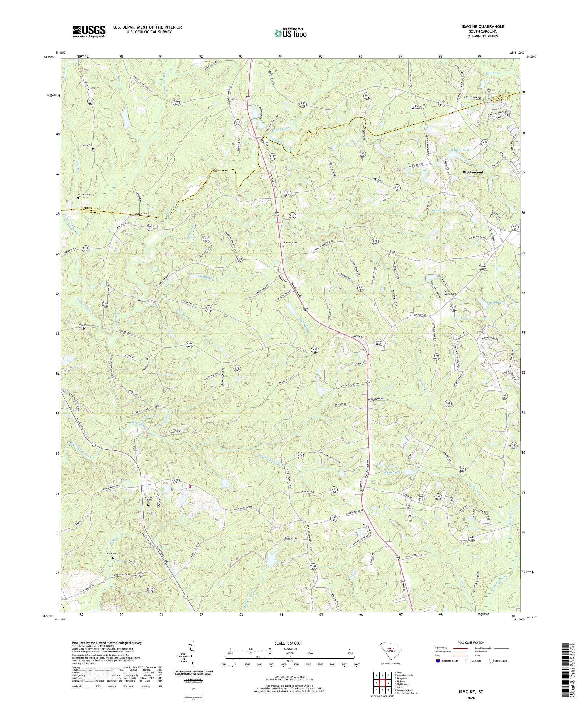 Irmo NE South Carolina US Topo Map – MyTopo Map Store