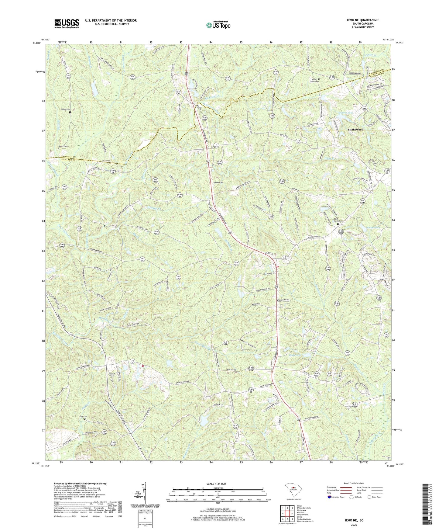 Irmo NE South Carolina US Topo Map Image
