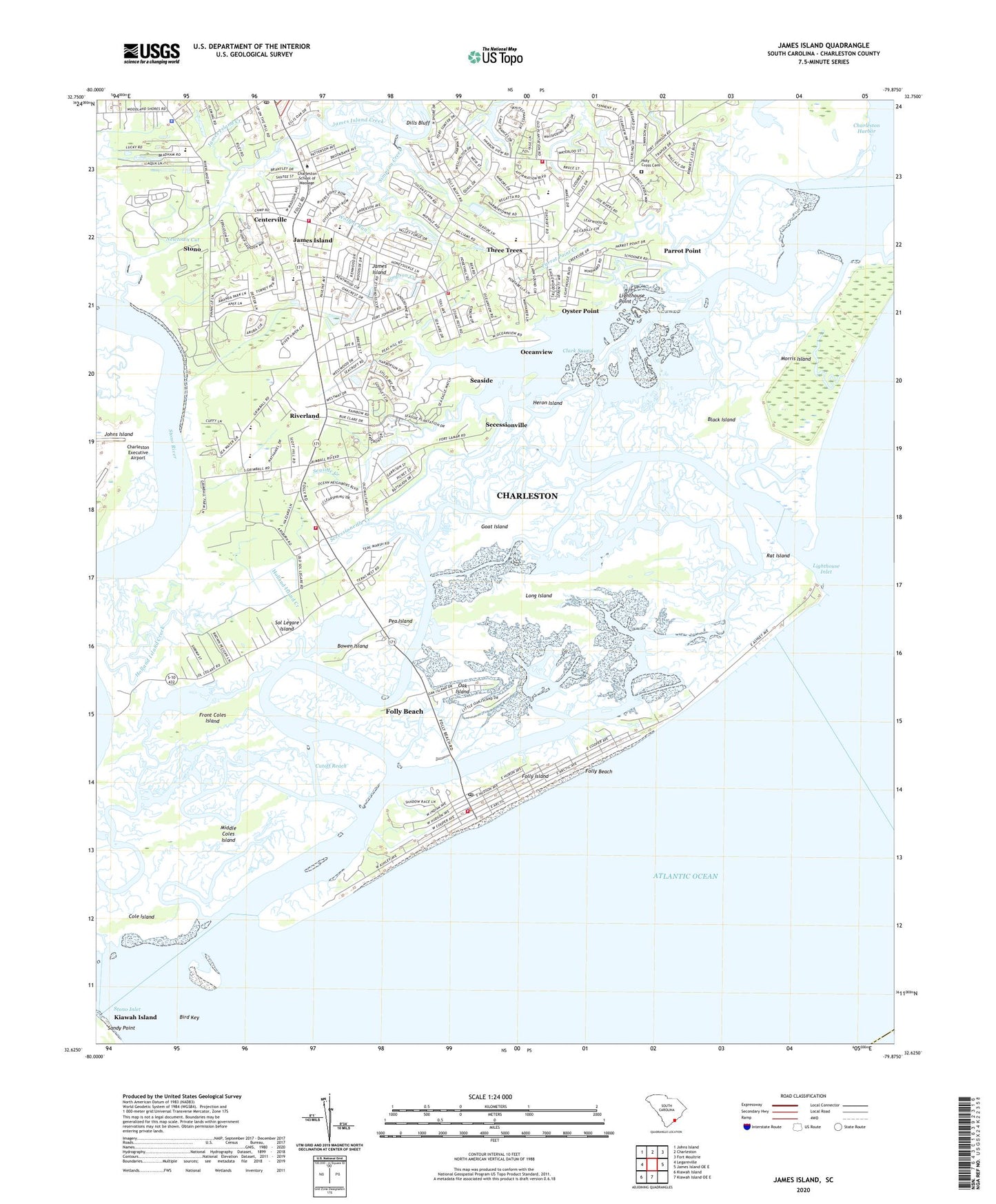 James Island South Carolina US Topo Map Image