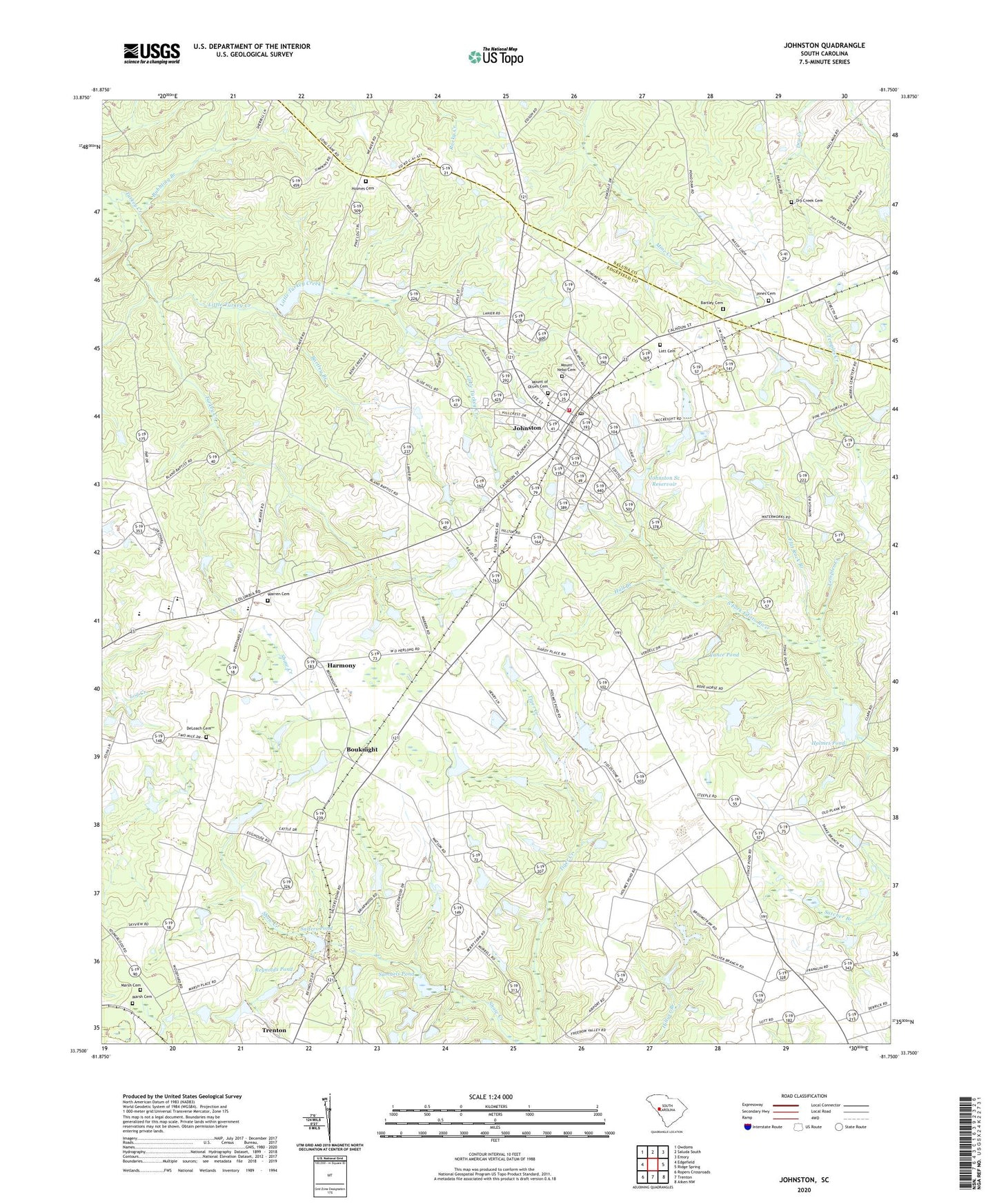 Johnston South Carolina US Topo Map Image