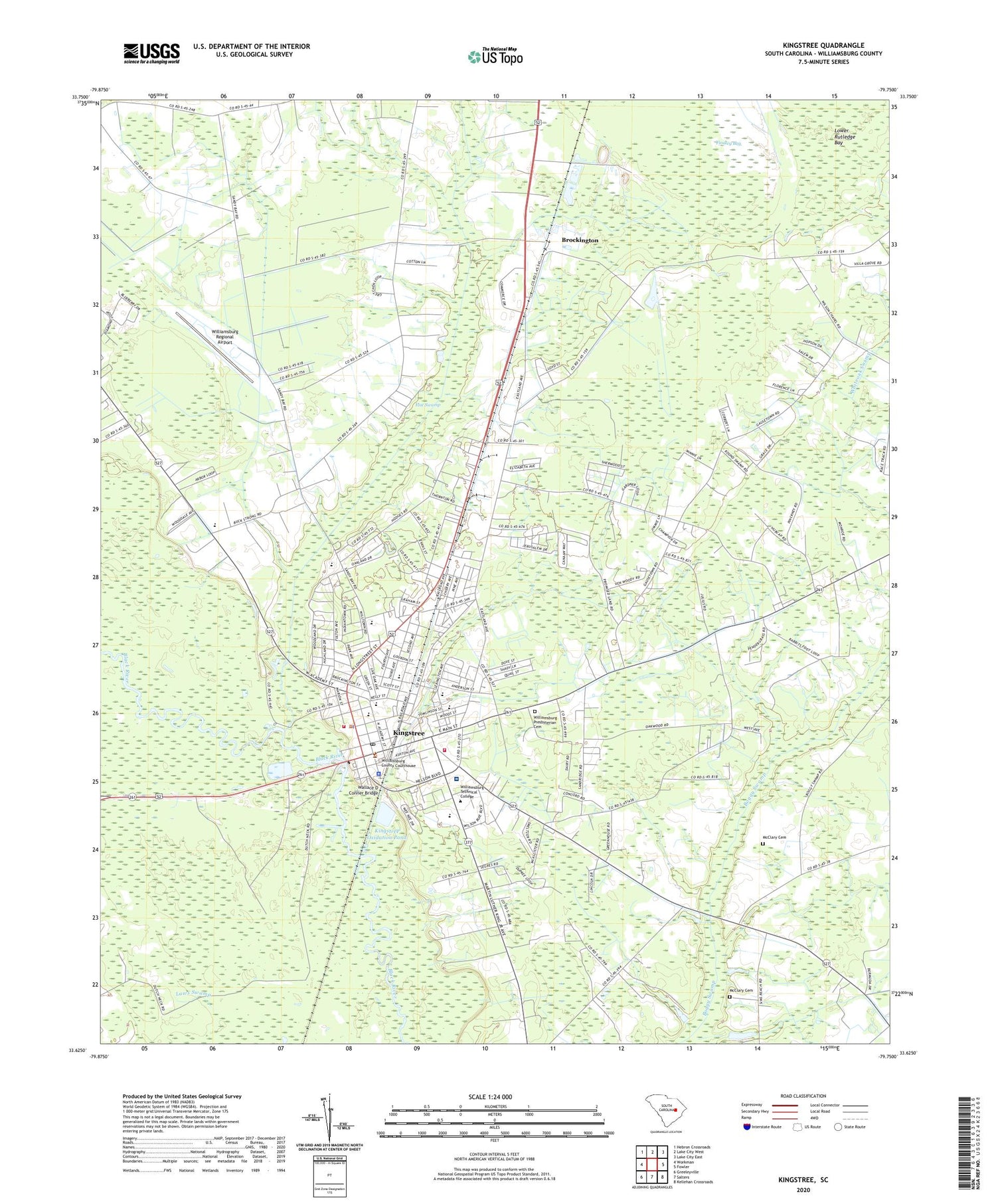 Kingstree South Carolina US Topo Map Image