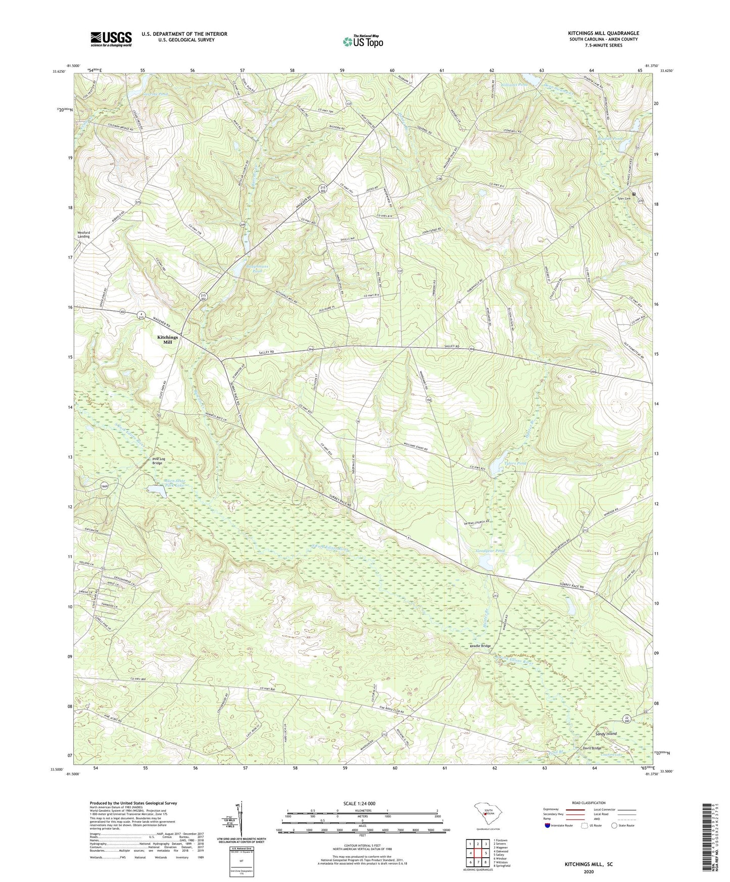 Kitchings Mill South Carolina US Topo Map Image