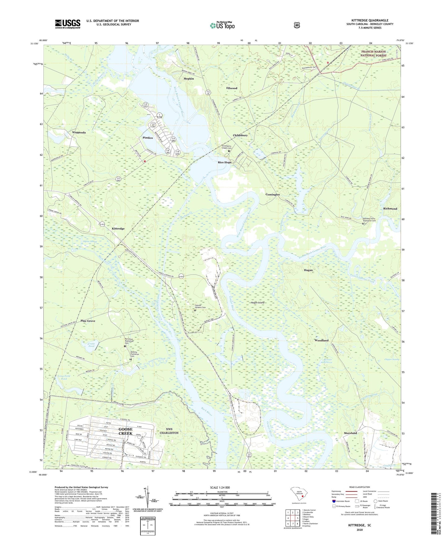 Kittredge South Carolina US Topo Map Image