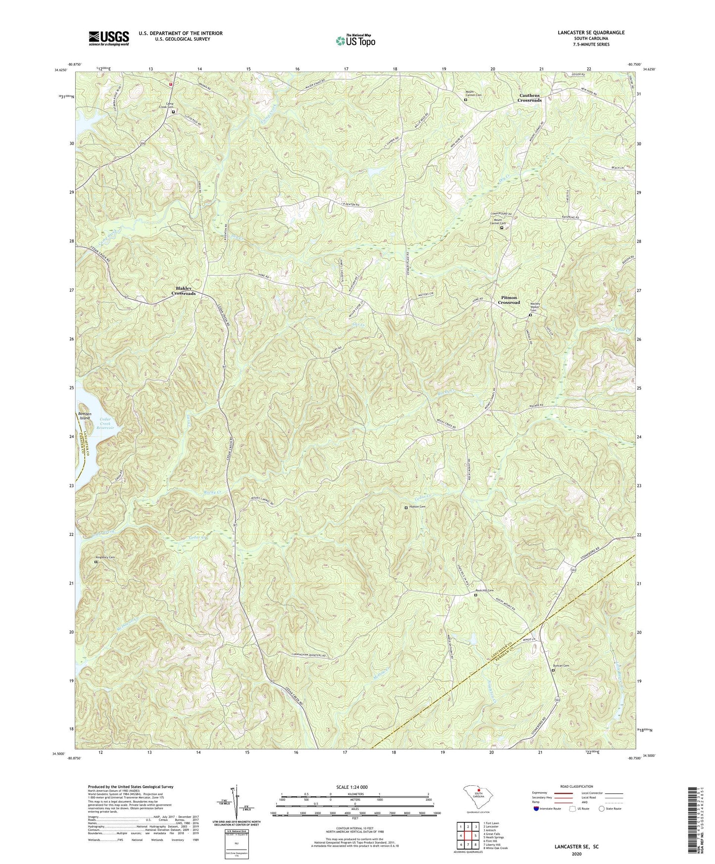 Lancaster SE South Carolina US Topo Map Image