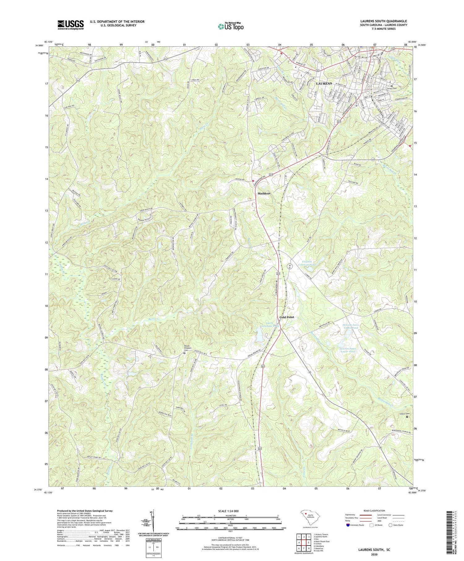 Laurens South South Carolina US Topo Map Image