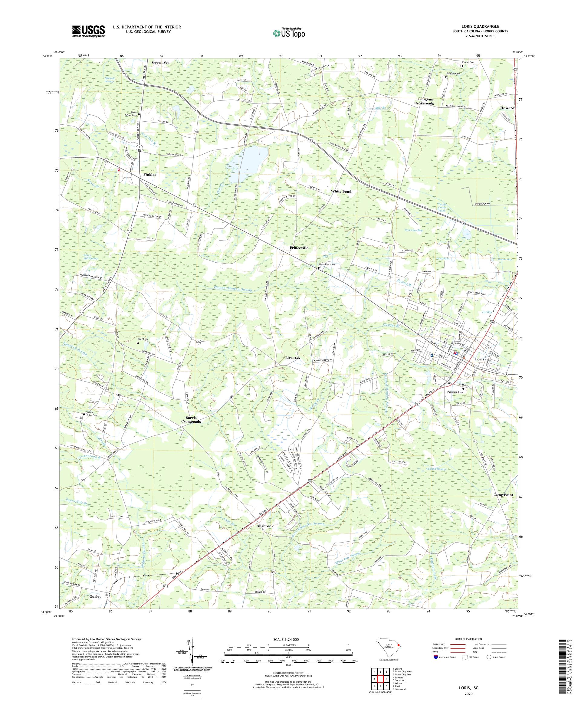 Loris South Carolina US Topo Map – MyTopo Map Store