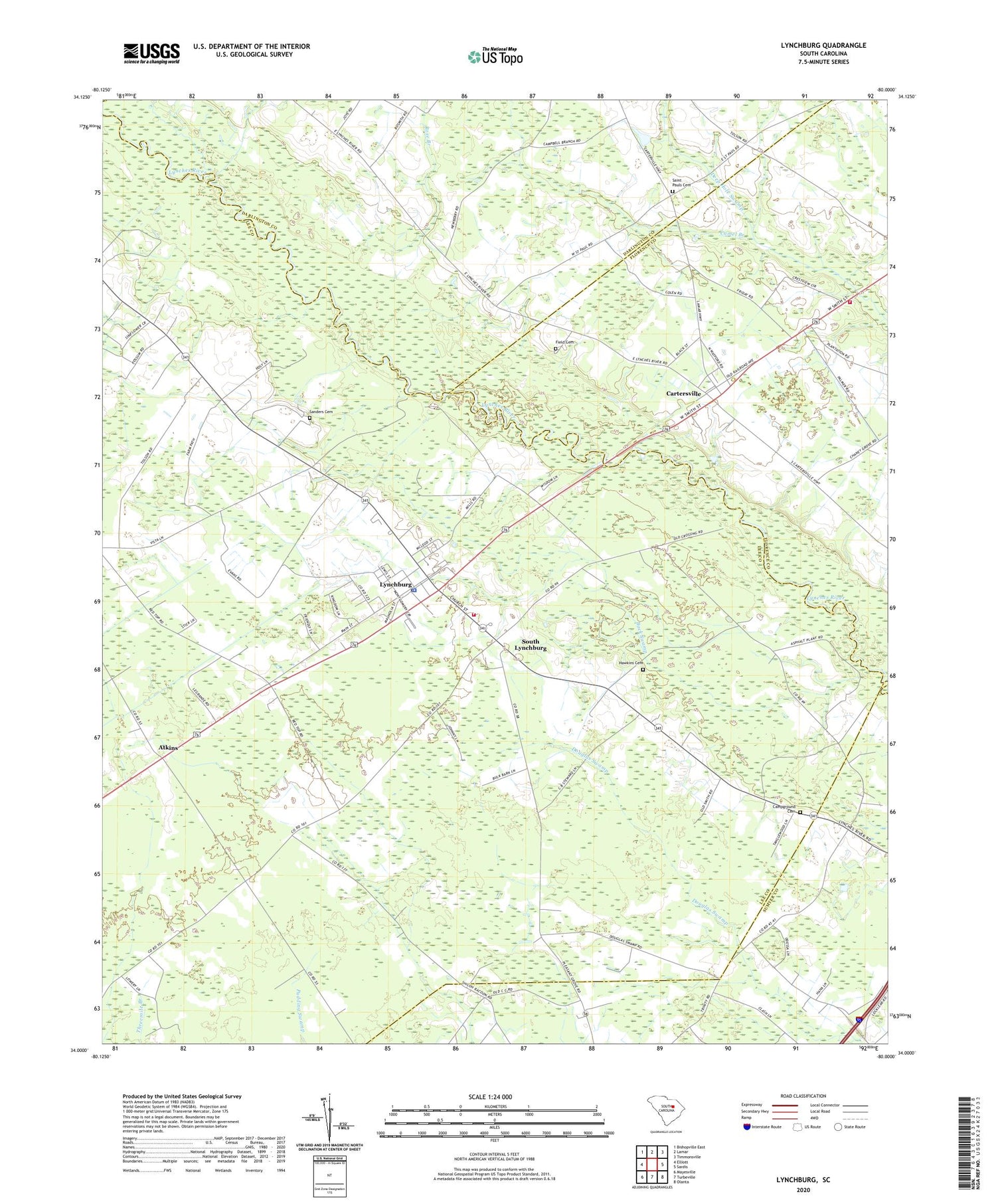 Lynchburg South Carolina US Topo Map Image