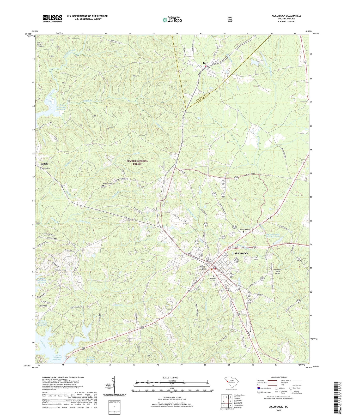 McCormick South Carolina US Topo Map Image