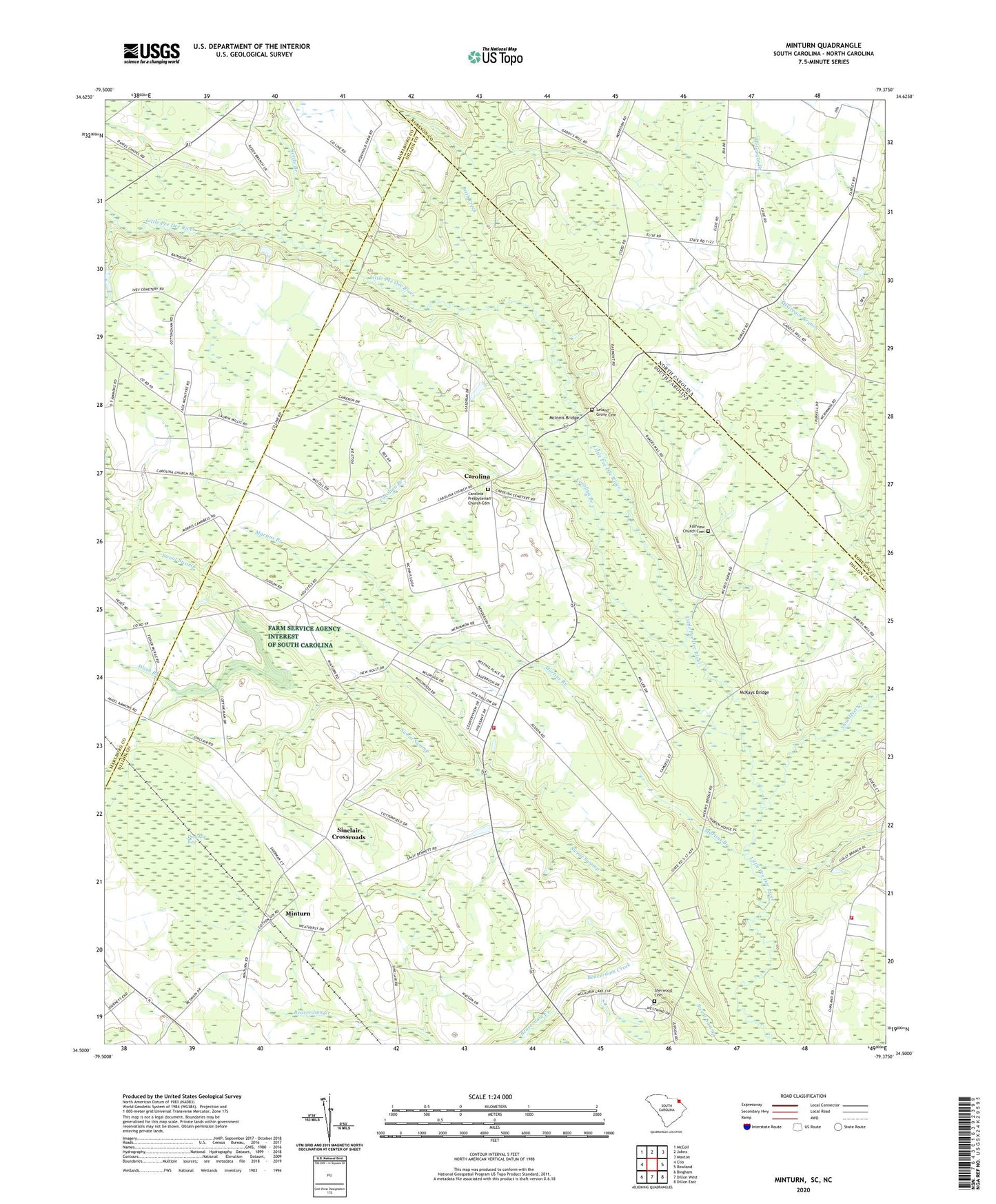 Minturn South Carolina US Topo Map Image