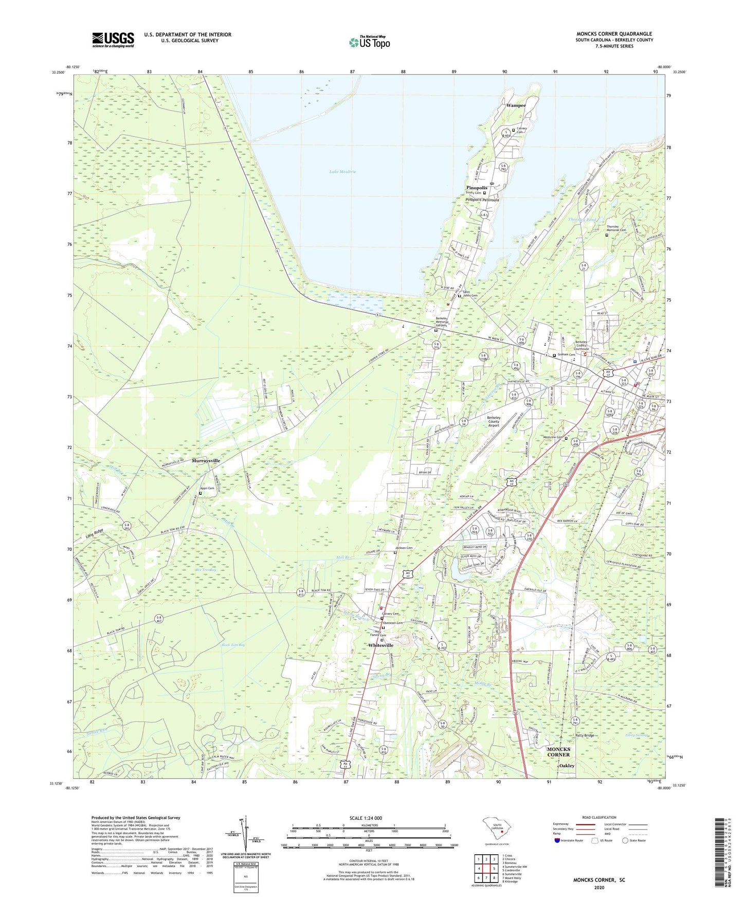 Moncks Corner South Carolina US Topo Map Image