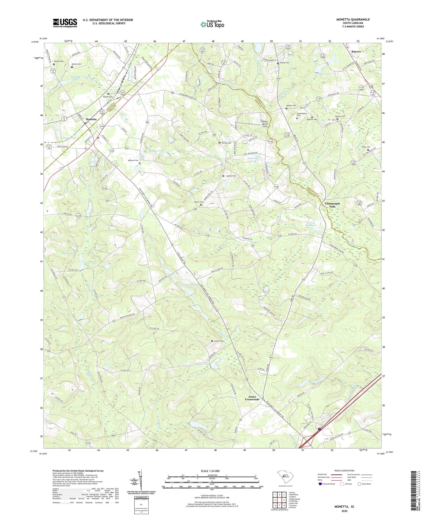 Monetta South Carolina US Topo Map Image
