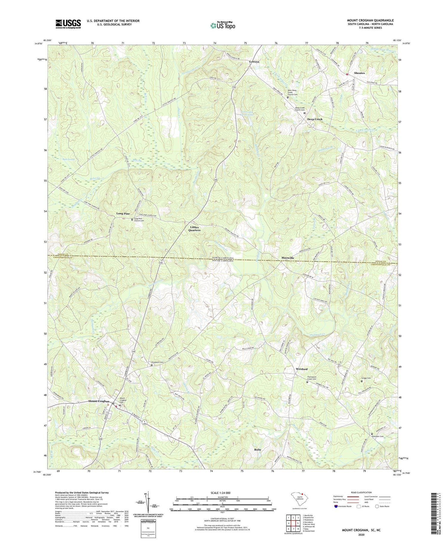 Mount Croghan South Carolina US Topo Map Image
