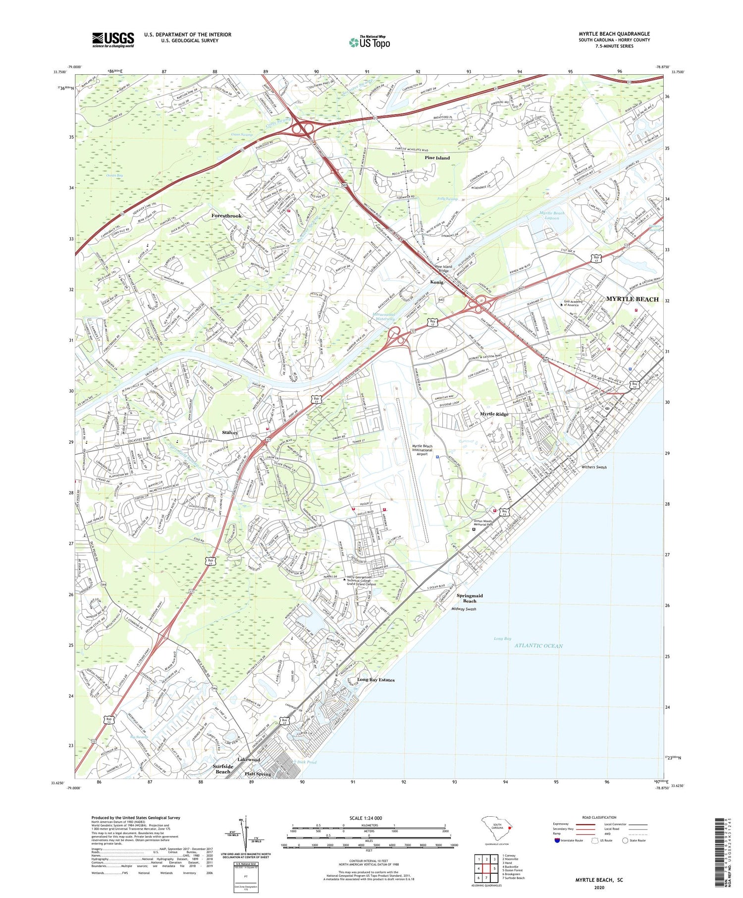 Myrtle Beach South Carolina US Topo Map Image