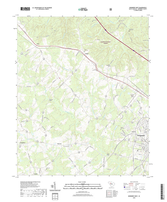 Newberry West South Carolina US Topo Map Image