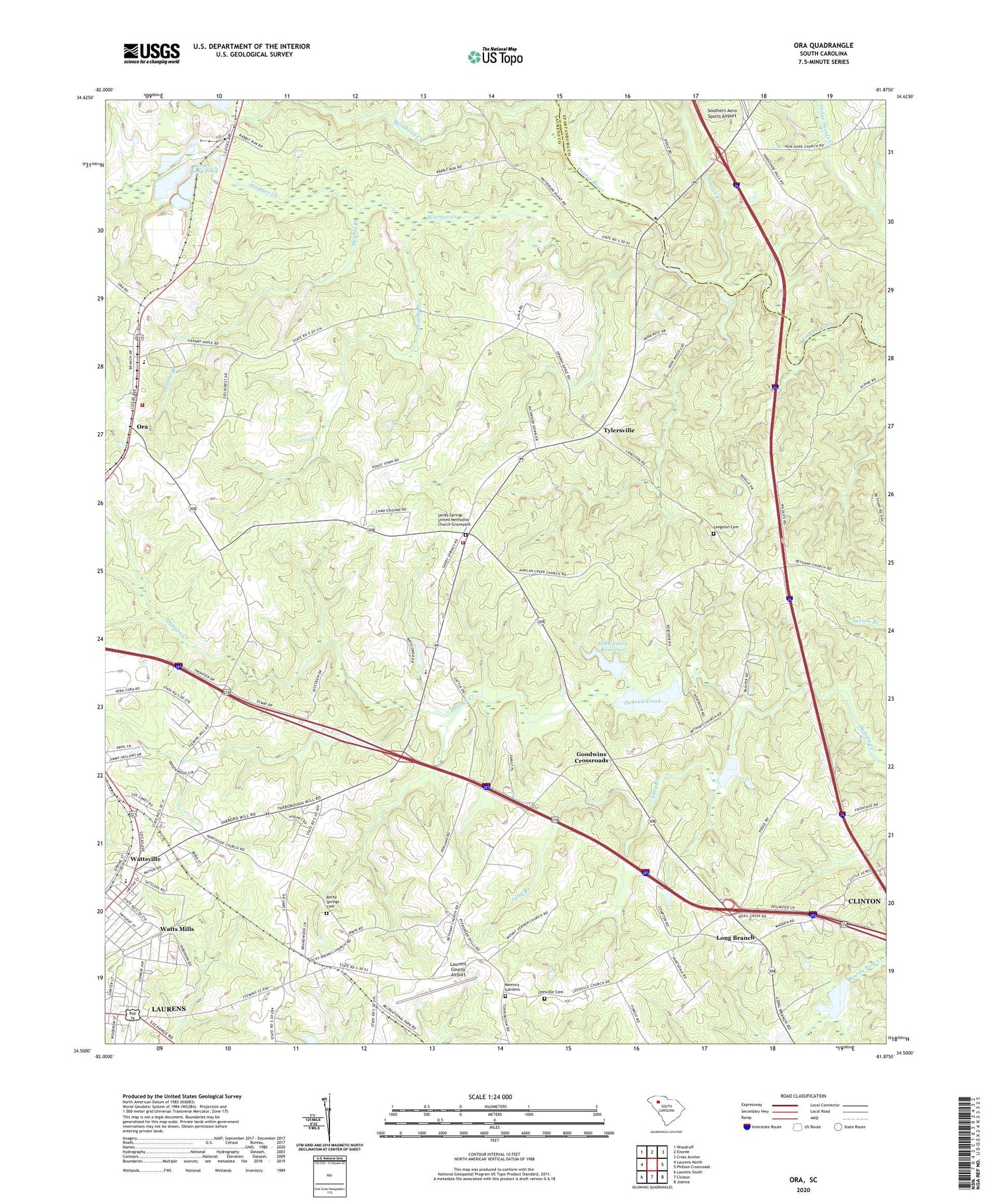 Ora South Carolina US Topo Map Image