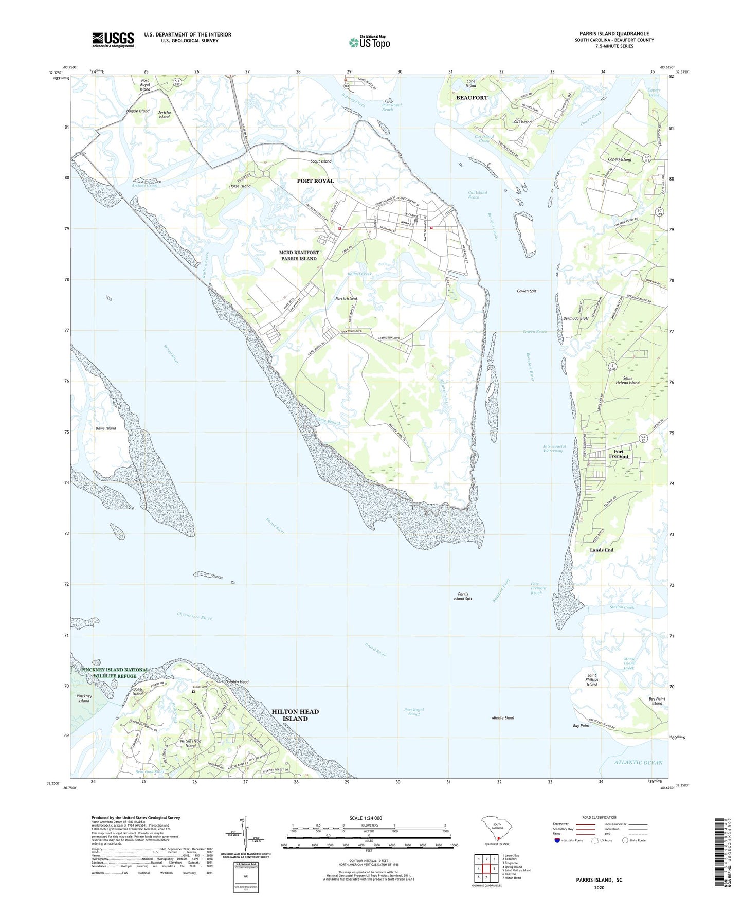 Parris Island South Carolina US Topo Map Image