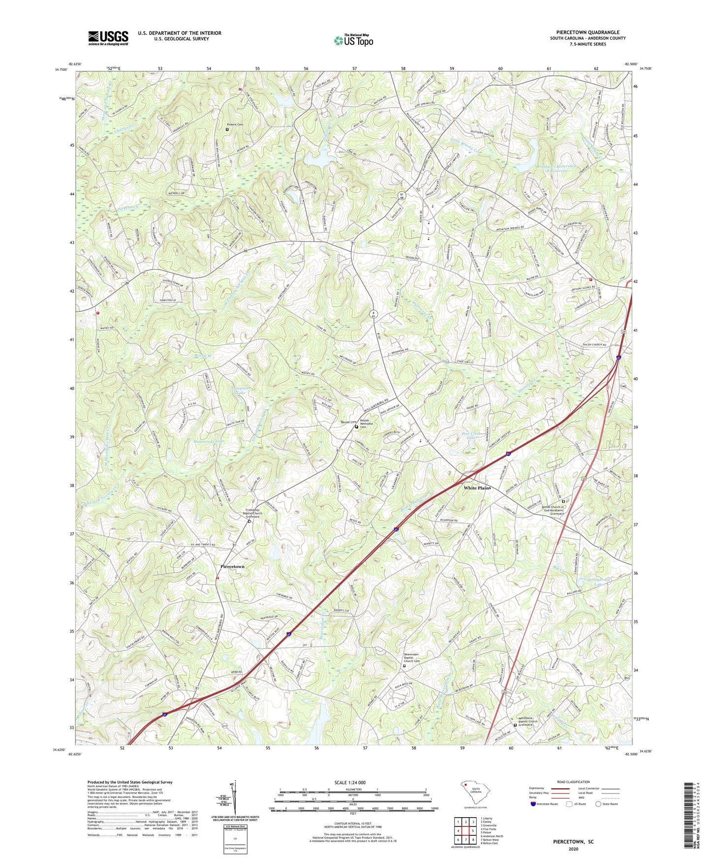 Piercetown South Carolina US Topo Map Image