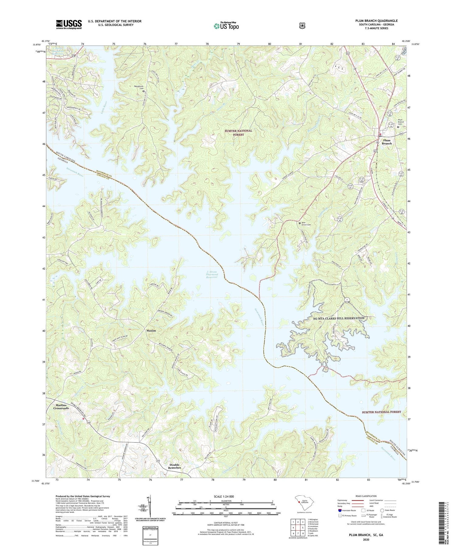 Plum Branch South Carolina US Topo Map Image