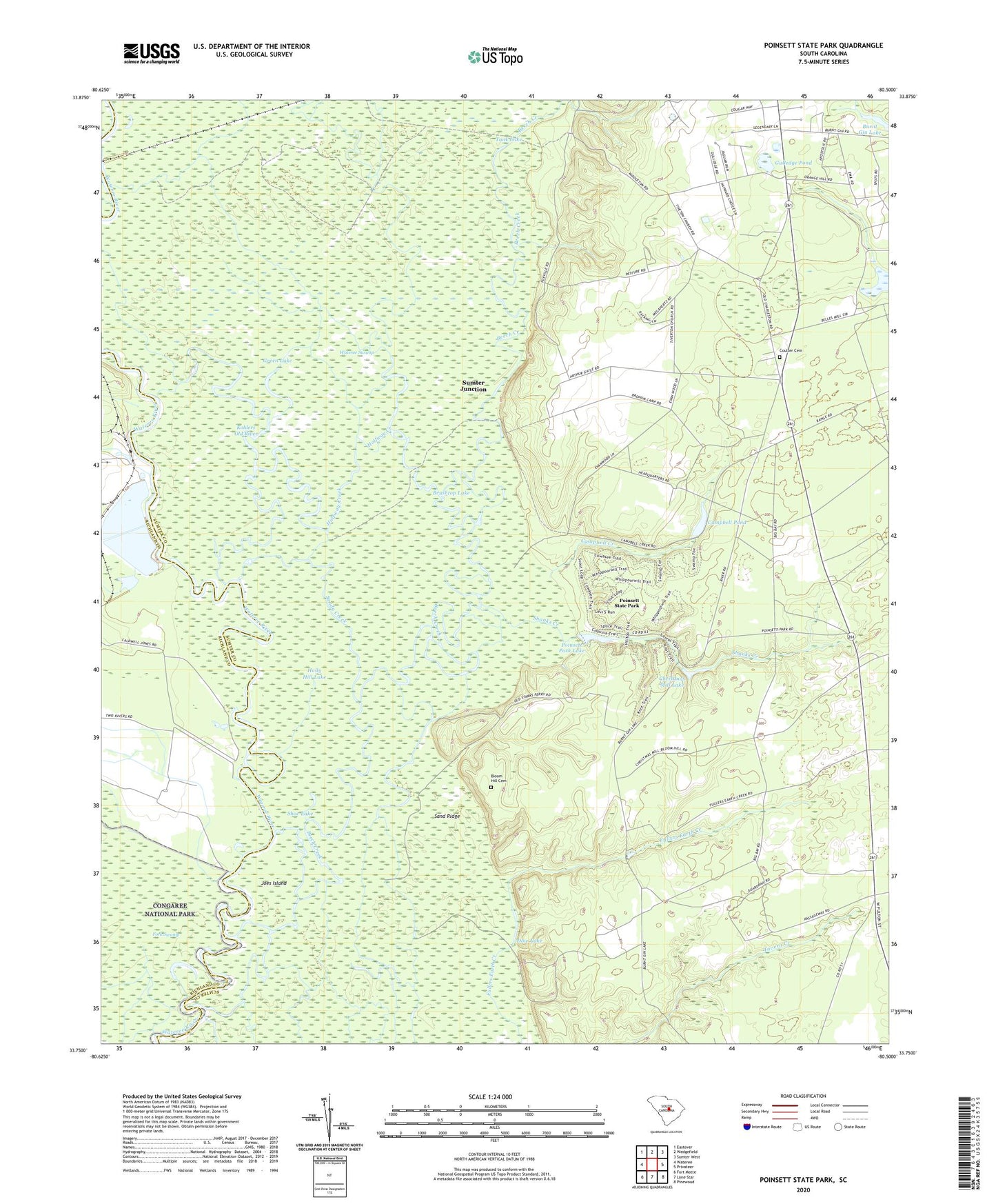 Poinsett State Park South Carolina US Topo Map Image