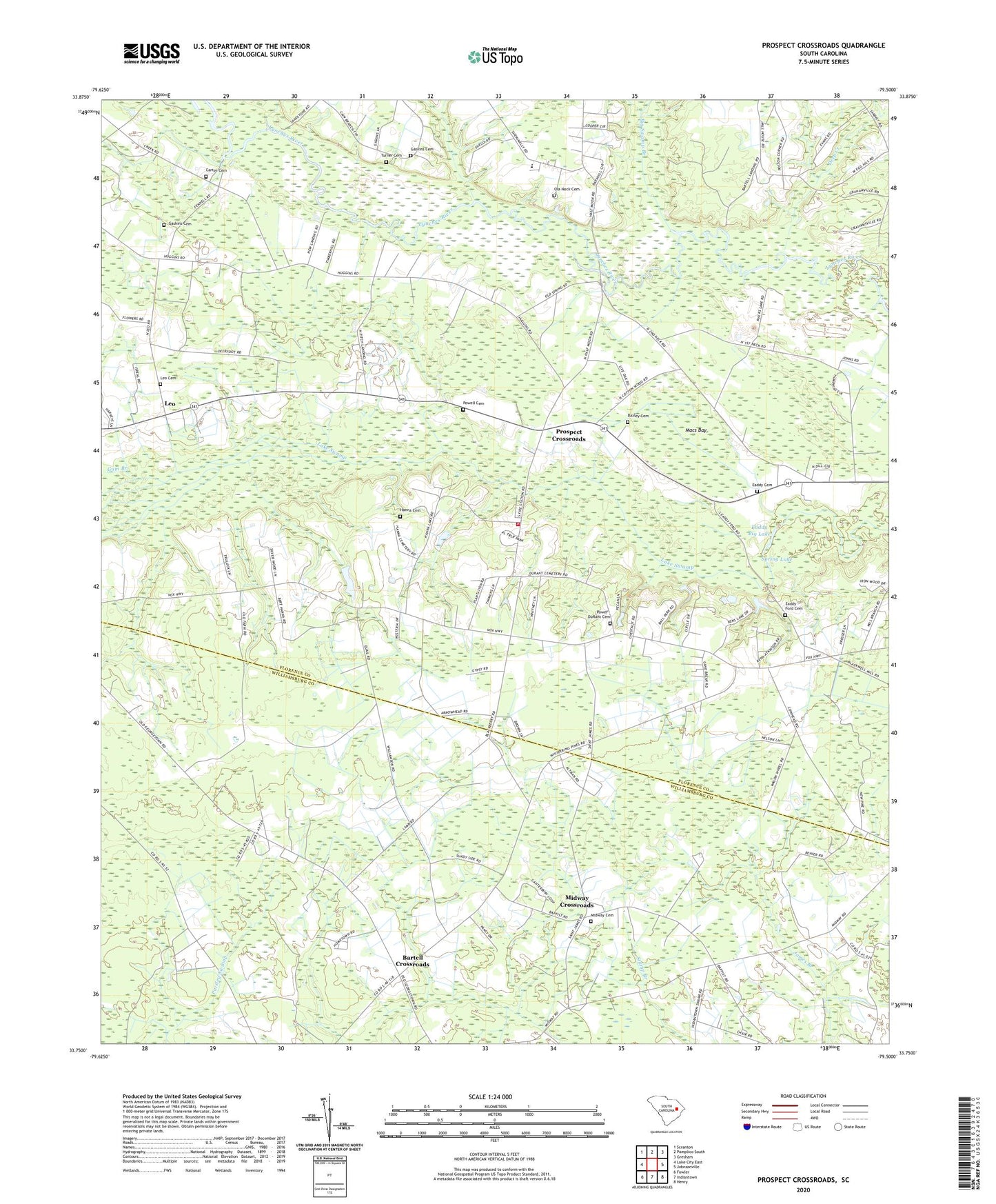 Prospect Crossroads South Carolina US Topo Map Image