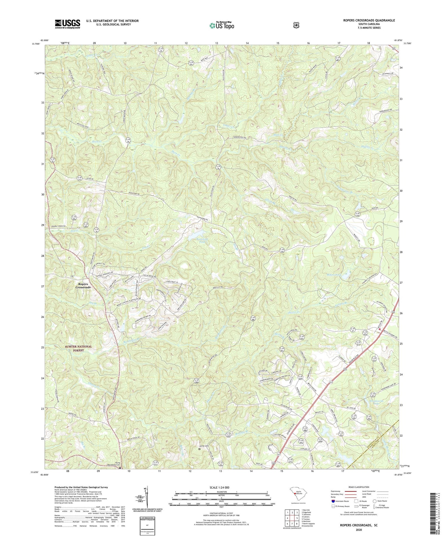 Ropers Crossroads South Carolina US Topo Map Image