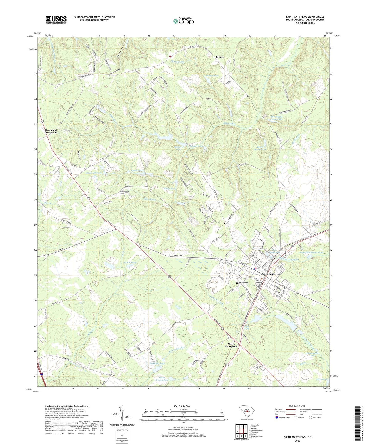 Saint Matthews South Carolina US Topo Map Image