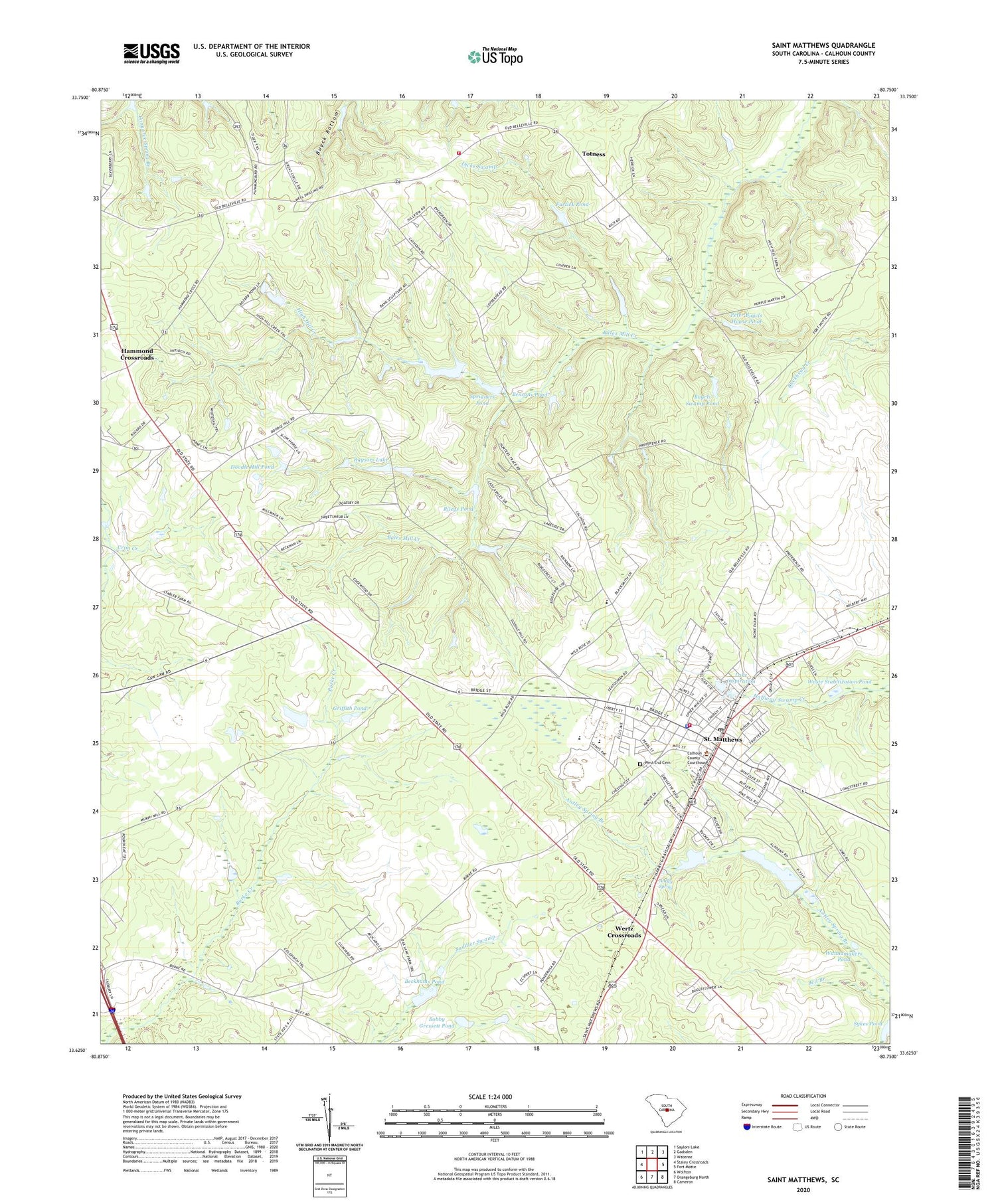 Saint Matthews South Carolina US Topo Map Image