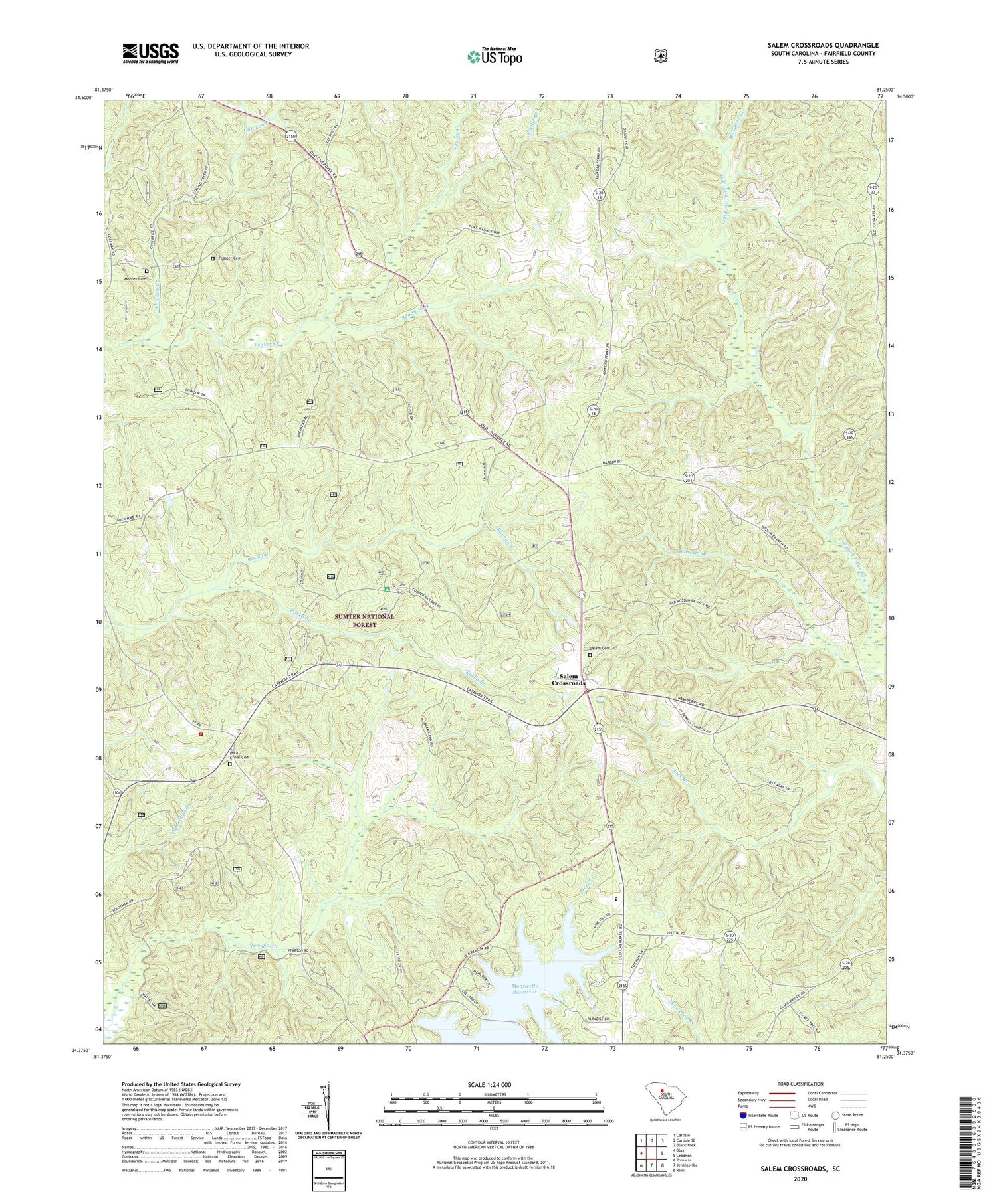 Salem Crossroads South Carolina US Topo Map Image