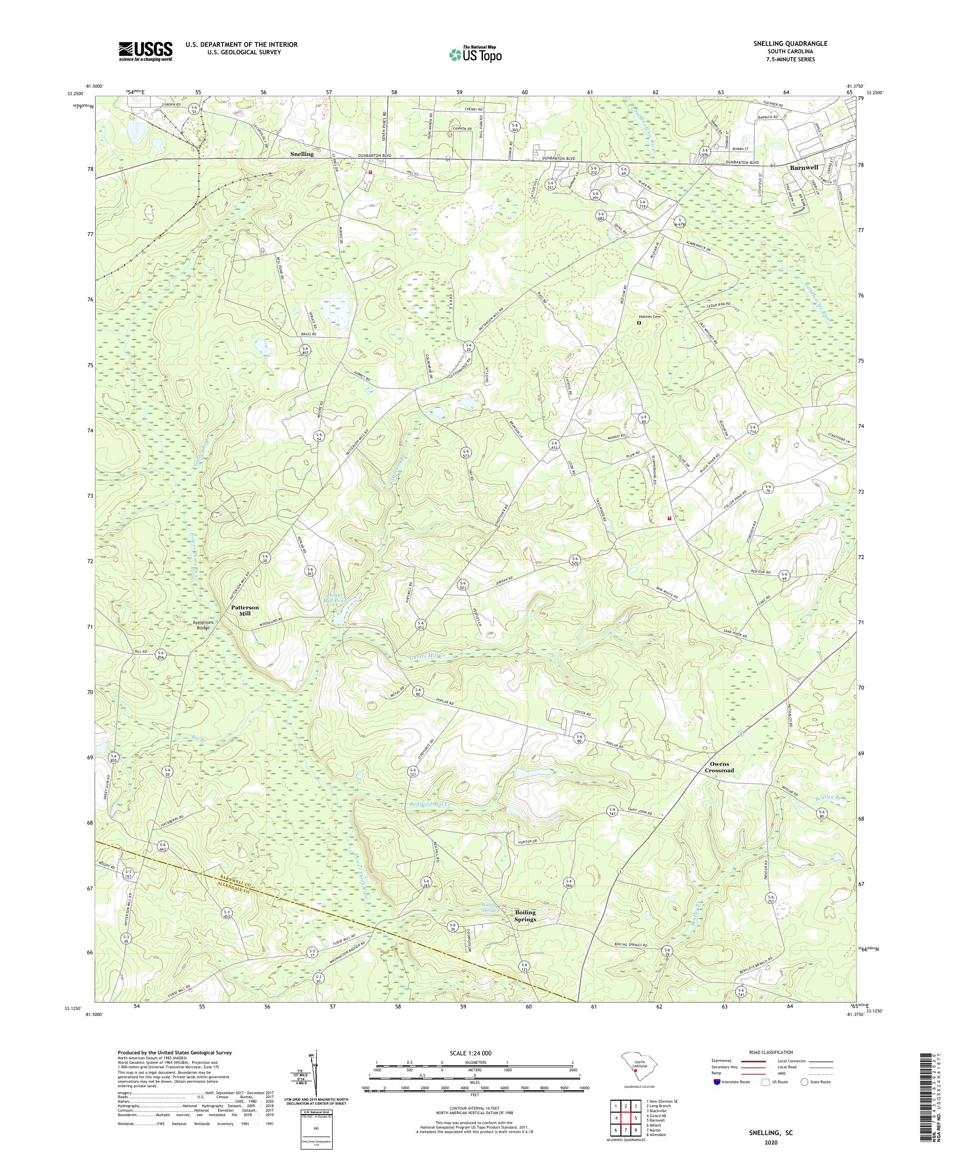 Snelling South Carolina US Topo Map – MyTopo Map Store